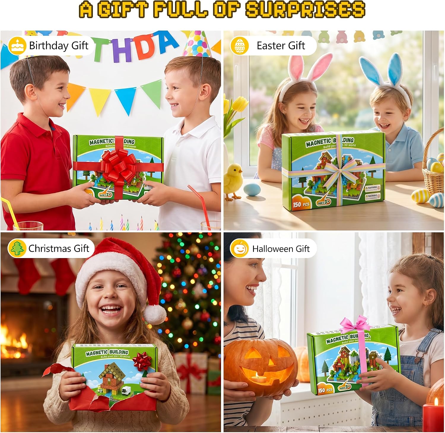 150PCS Magnetic Blocks, Magnetic Building Blocks, 0.63in Magnetic Building | STEM Game Stacking Toys for Kids, Birthday Gifts for Boys and Girls Age 3+ Years Old - Image 8