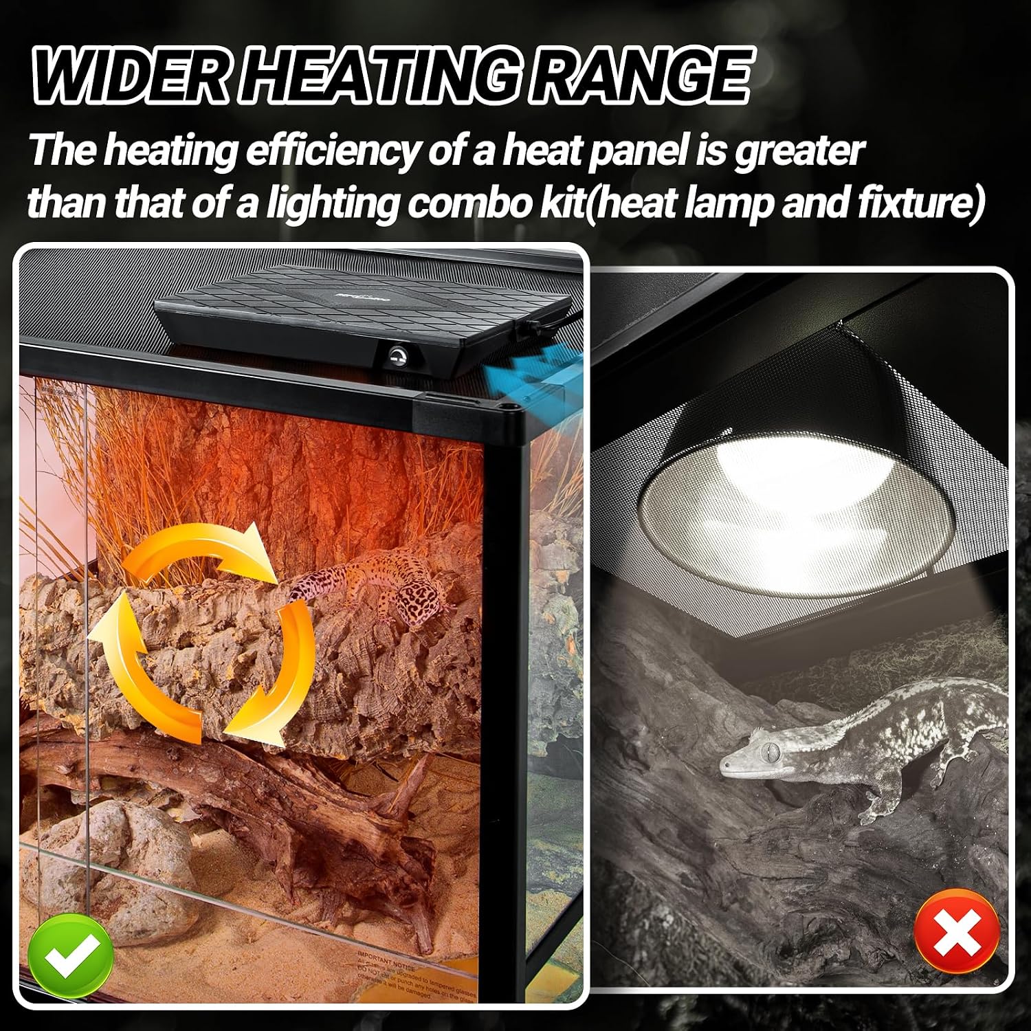 REPTI ZOO Reptile Heat Panel Adjustable Temperature Reptile Heating Plate, Non-Light Heating Solution with Expanded Heating Range for Hermit Crabs/Leopard Geckos/Turtles/Snakes/Lizards - Image 3