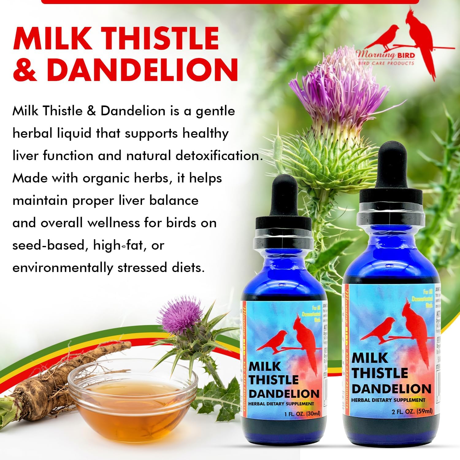 Milk Thistle & Dandelion Extract 1 fl oz – Organic Herbal Supplement for Birds – Supports Liver Health & Natural Detox – Suitable for All Bird Species | All Natural Herbal Supplement Supporting Liver Cleanse and Health – Natural Detox – Suitable for All Bird Species - Image 2