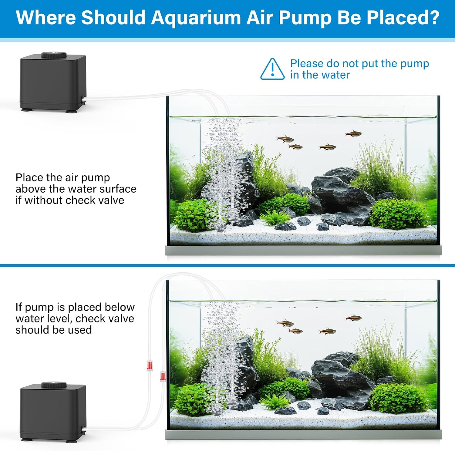 hygger Aquarium Air Pump, Quiet Adjustable Fish Tank Air Pump, 4W/7W/11W Powerful Oxygen Aerator Dual Stainless Steel Outlets with Air Stone Bubbler for Small Medium Large Fish Tank, Hydroponic - Image 5