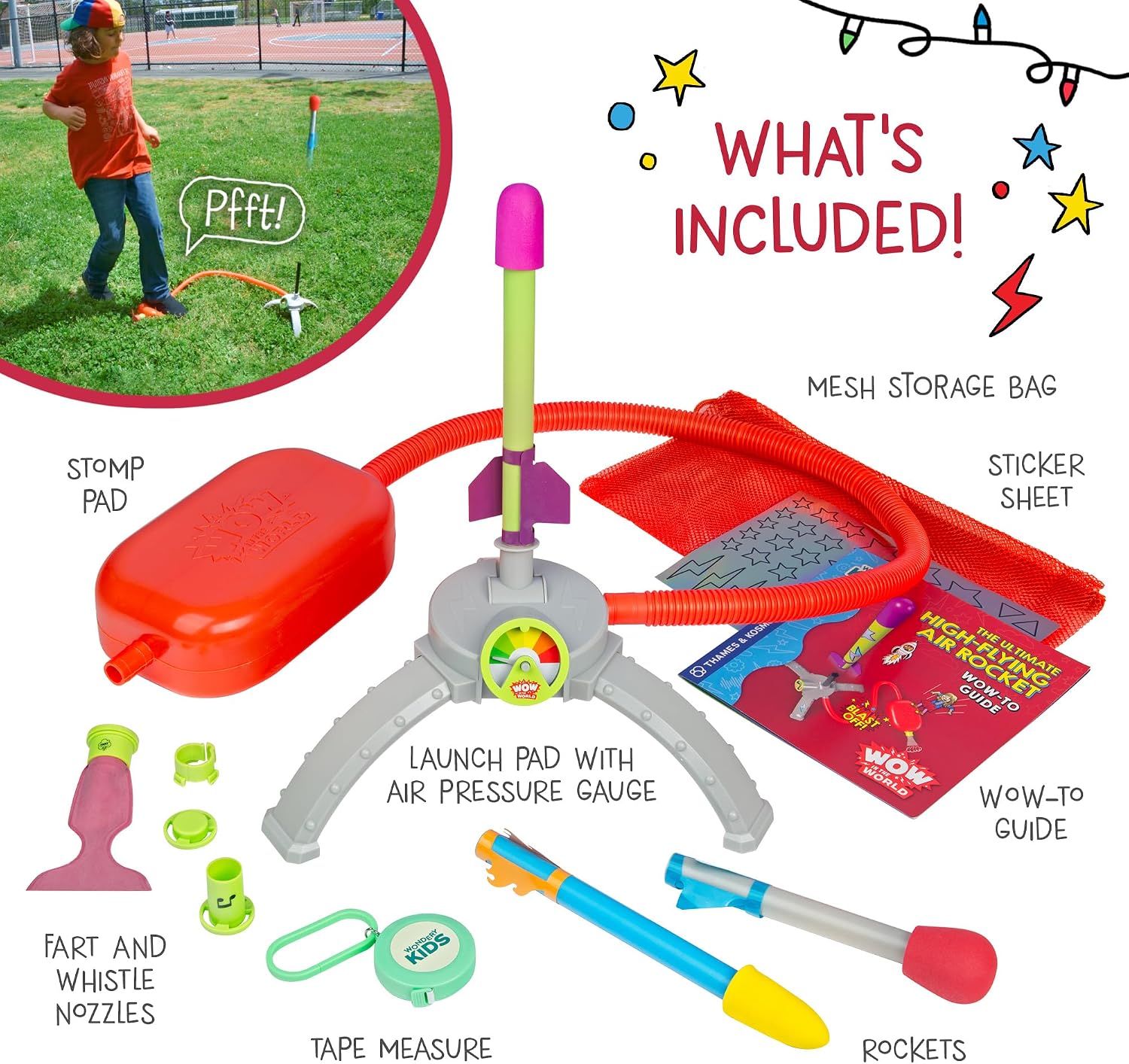 Wow in The World Ultimate HIGH-Flying AIR Rocket Launch Up to 100ft, Fun Sound Effects, Kids Outdoor Toy, Companion Audio Content, Bonus Reusable Science Tool, STEM Toy Kids 4 - Image 4