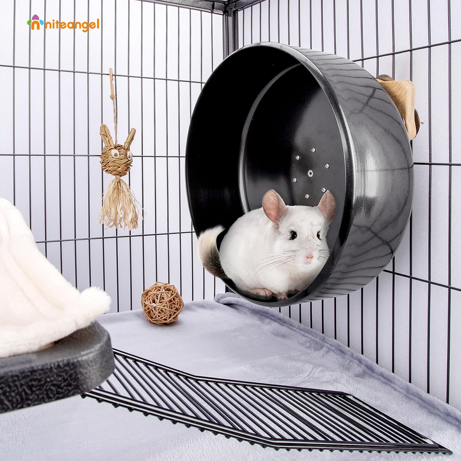 Niteangel 13.8'' Chinchilla Wheel - Quiet & Sturdy Exercise Wheel for Chinchilla or Other Similar-Sized Pets (for Chinchilla, 13.8 inch Running Drum Wheel) - Image 7