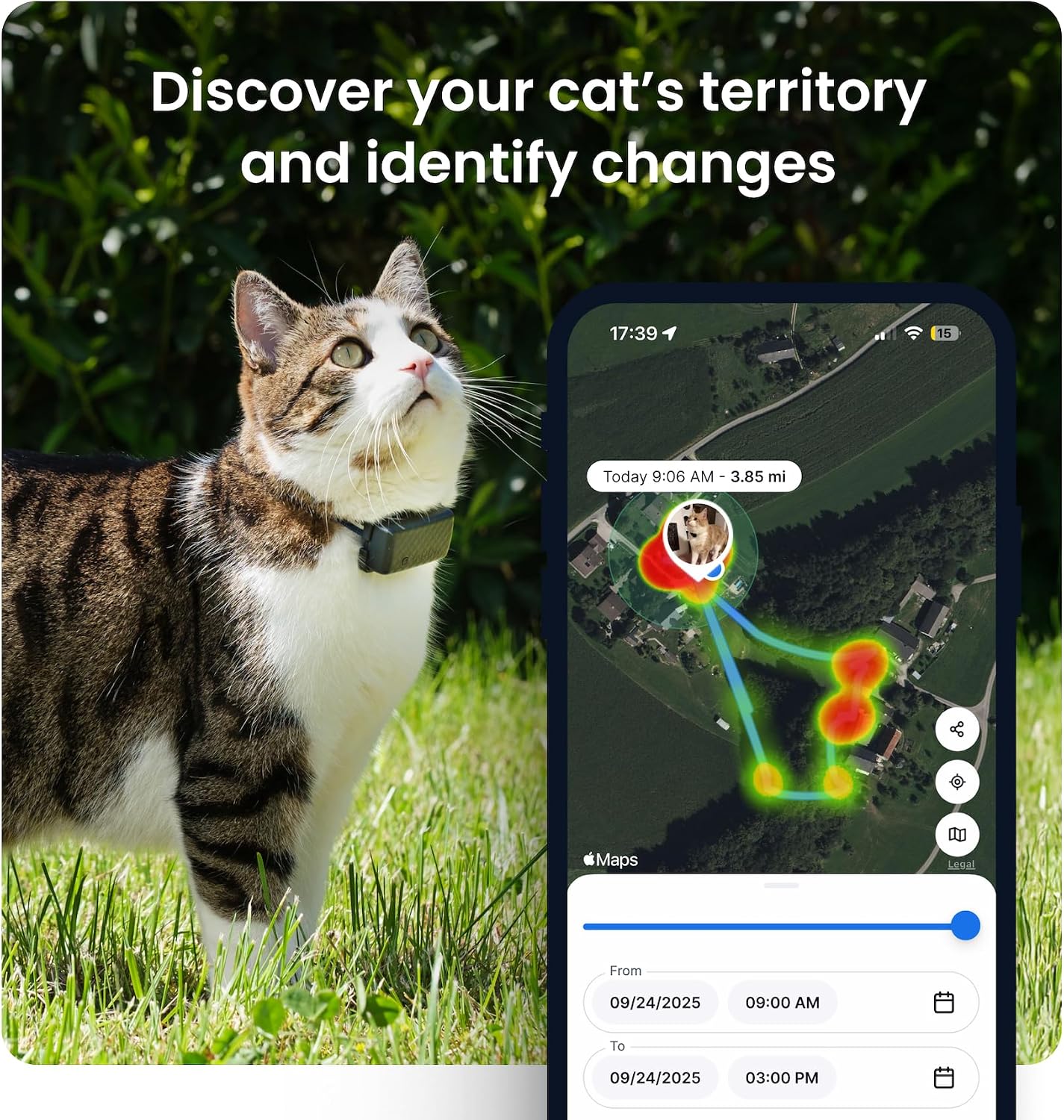 Tractive Smart Cat GPS Tracker with Free 6 Month Subscription | Real-Time Location & Wellness Monitoring for Cats 6.5 lbs+ | Territory & Location History | Up to 5-Day Battery (Dark Blue) - Image 5