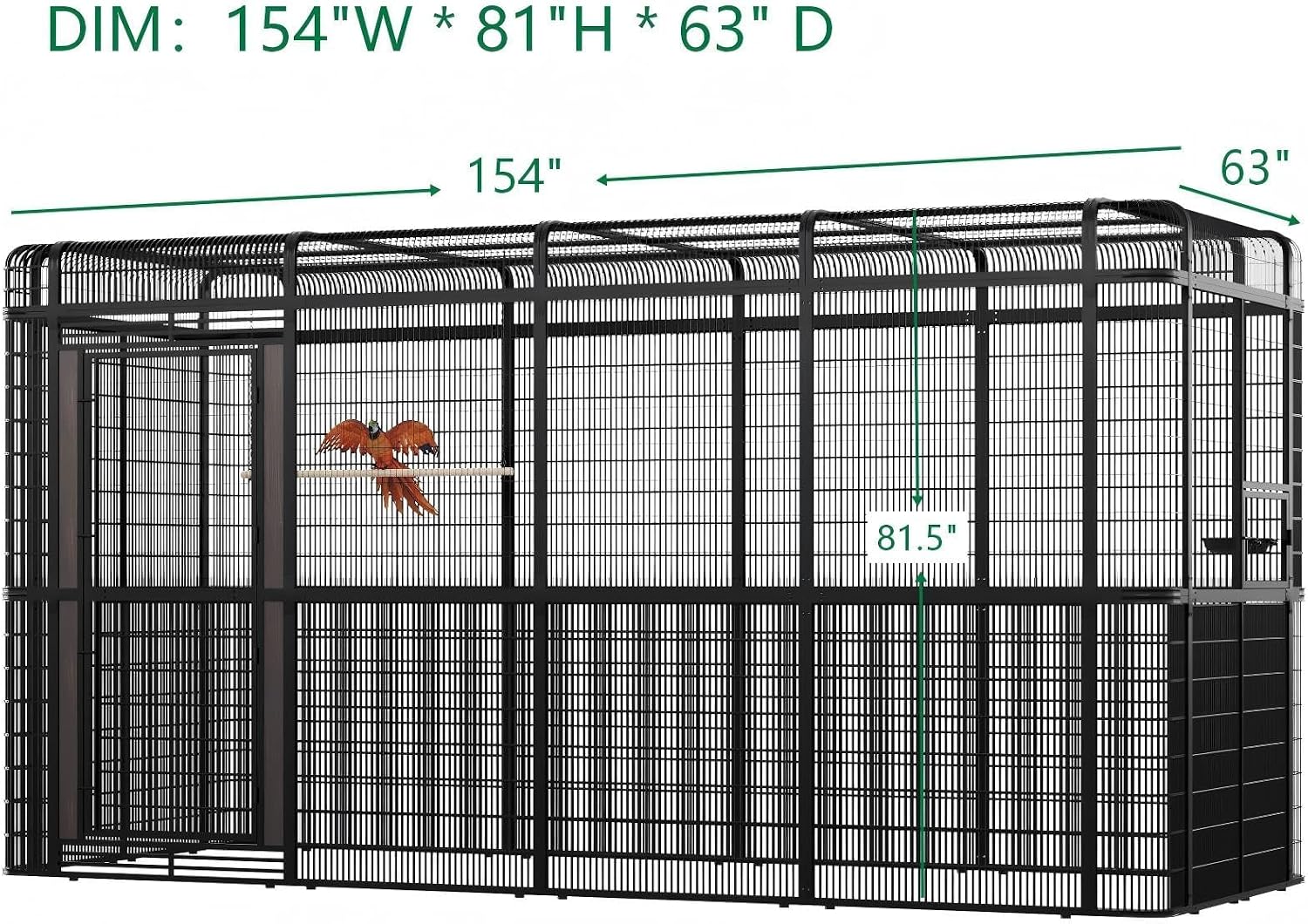 154" Heavy Duty Outdoor Walk-in Bird Cage - Carbon Crystal Board & Metal Aviary for Macaws, Budgies, Conures, Lovebirds & More - Spacious Flight Cage for Large & Small Birds - Image 2