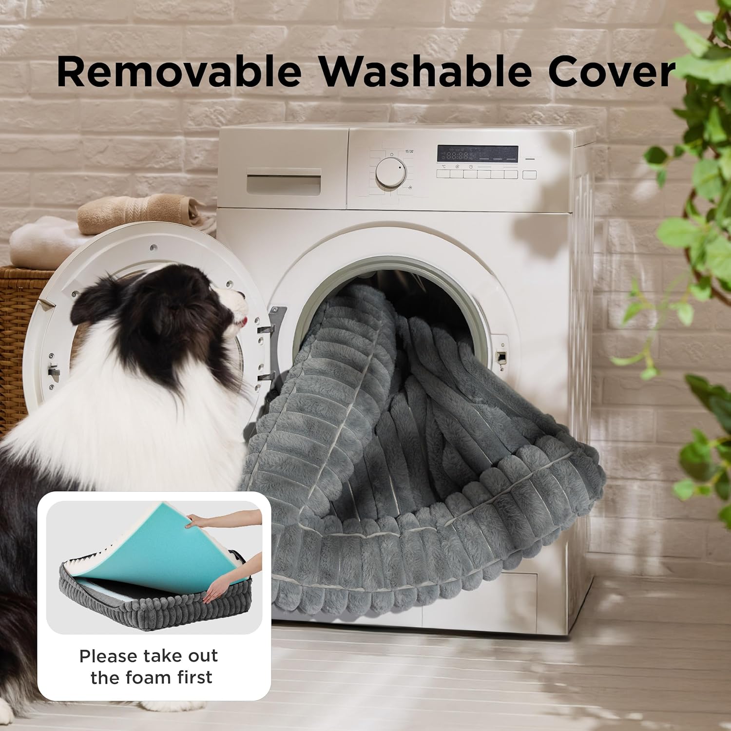 Bedsure ComfyFleece™ Orthopedic Dog Bed for Medium Dogs, Waterproof Memory Foam Medium Pet Beds with Sides, Non-Slip Bottom and Egg-Crate Foam Dog Couch Sofa with Washable Corduroy Cover, Grey - Image 7