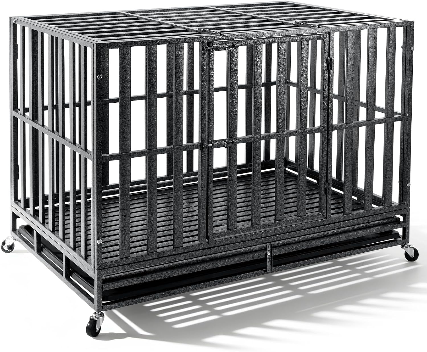 Oranland 48 inch Heavy Duty Indestructible Dog Crate,Ultimate Escape Proof Base Plate for Large and Middle Dogs,Dog Kennel for High Anxiety Dogs/Max Load Capacity 300lbs/Double Door with Wheels - Image 7