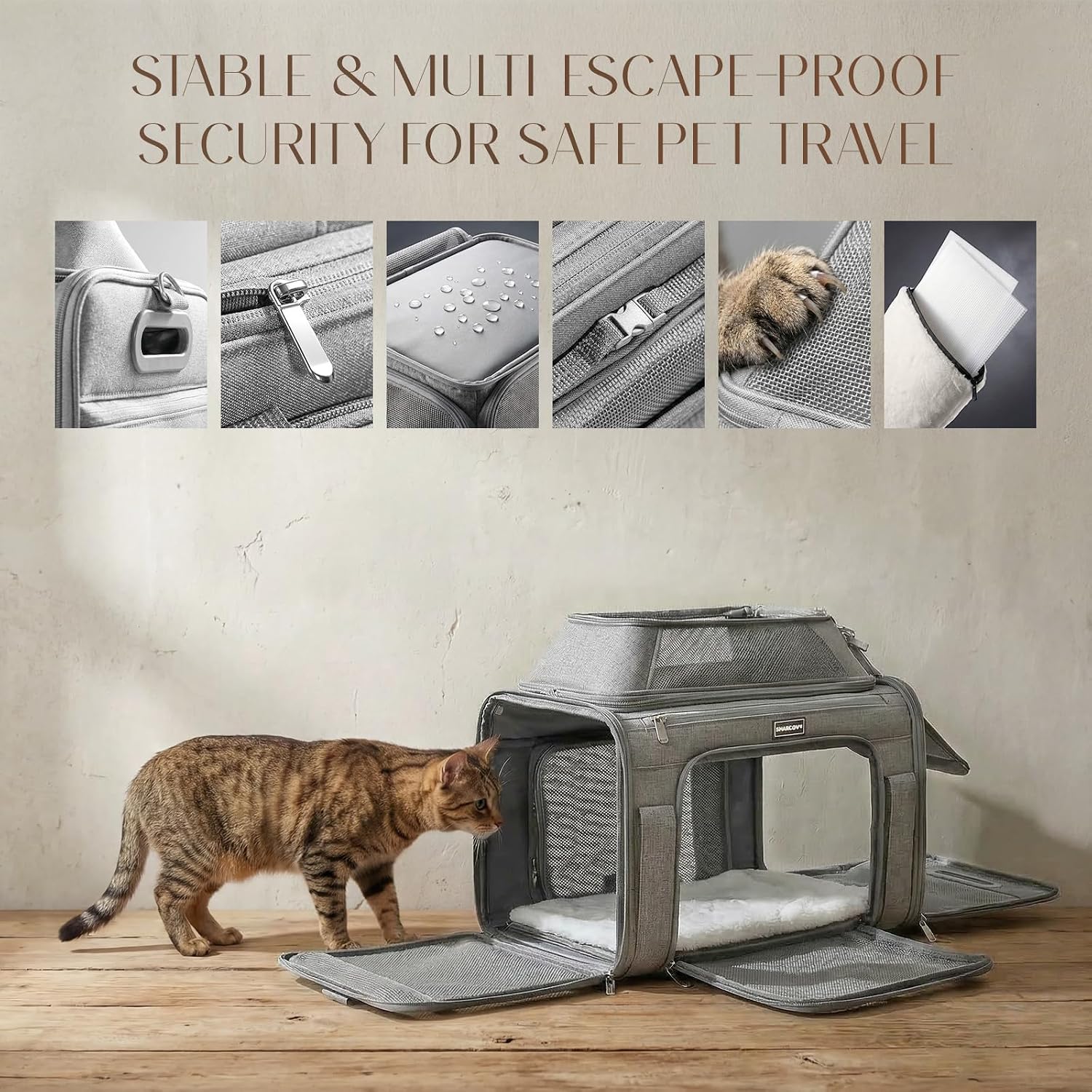 Top-Expandable Pet Carrier with Treat & Pet Window,18x13x9.5 Inch Southwest Frontier Airline Approved,Soft-Sided Dog Carrier for Small Dogs and Cats,Travel Cat Carrier with Locking Safety Zippers - Image 6