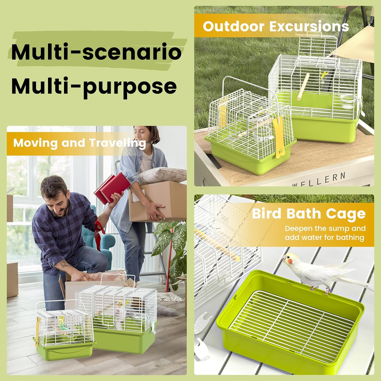 Small Bird cage,Travel Cage for Birds and Small Animals, Parakeet cage,Bird Carrier Travel cage,Bird Travel cage, jaulas para pájaros,Green,(Green,S) - Image 6