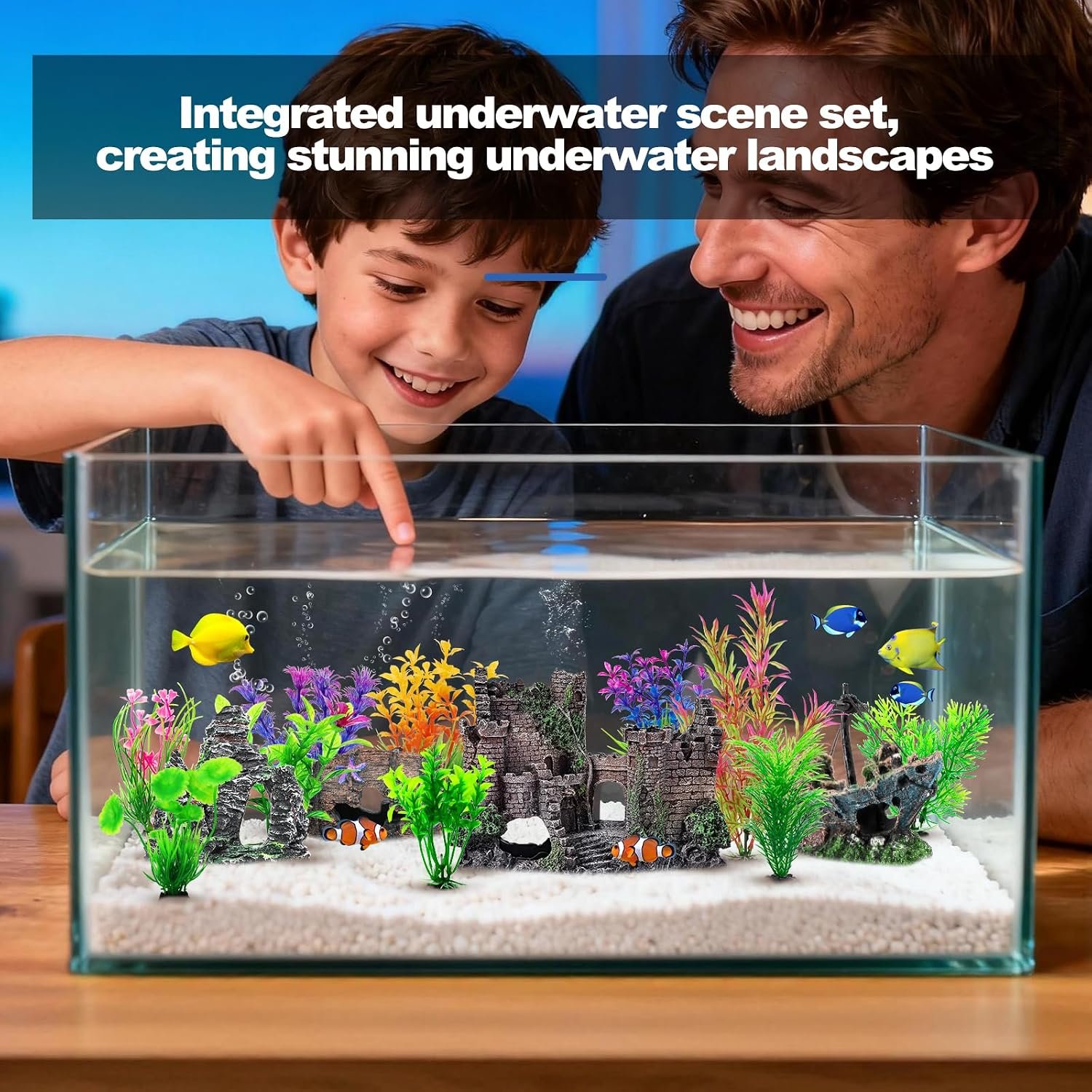 CousDUoBe 14 Pcs Aquarium Decorations Large Kit,Castle Fish Tank Bubbler Decorations,Starfish Barrel, Resin Cave Rock,Resin Material Sunken Ship,Aquarium Plants Large Fish Bowl Ornaments - Image 7