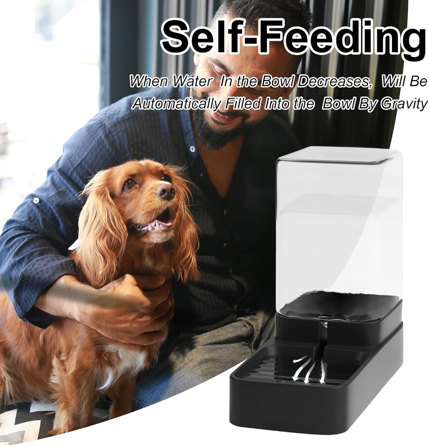 Automatic Cat Feeder and Water Dispenser in Set with Pet Food Bowl,Gravity Dog Waterer and Food Feeder for Small Medium Dog Cat Puppy Kitten Large Capacity(3.3L,Black) - Image 6