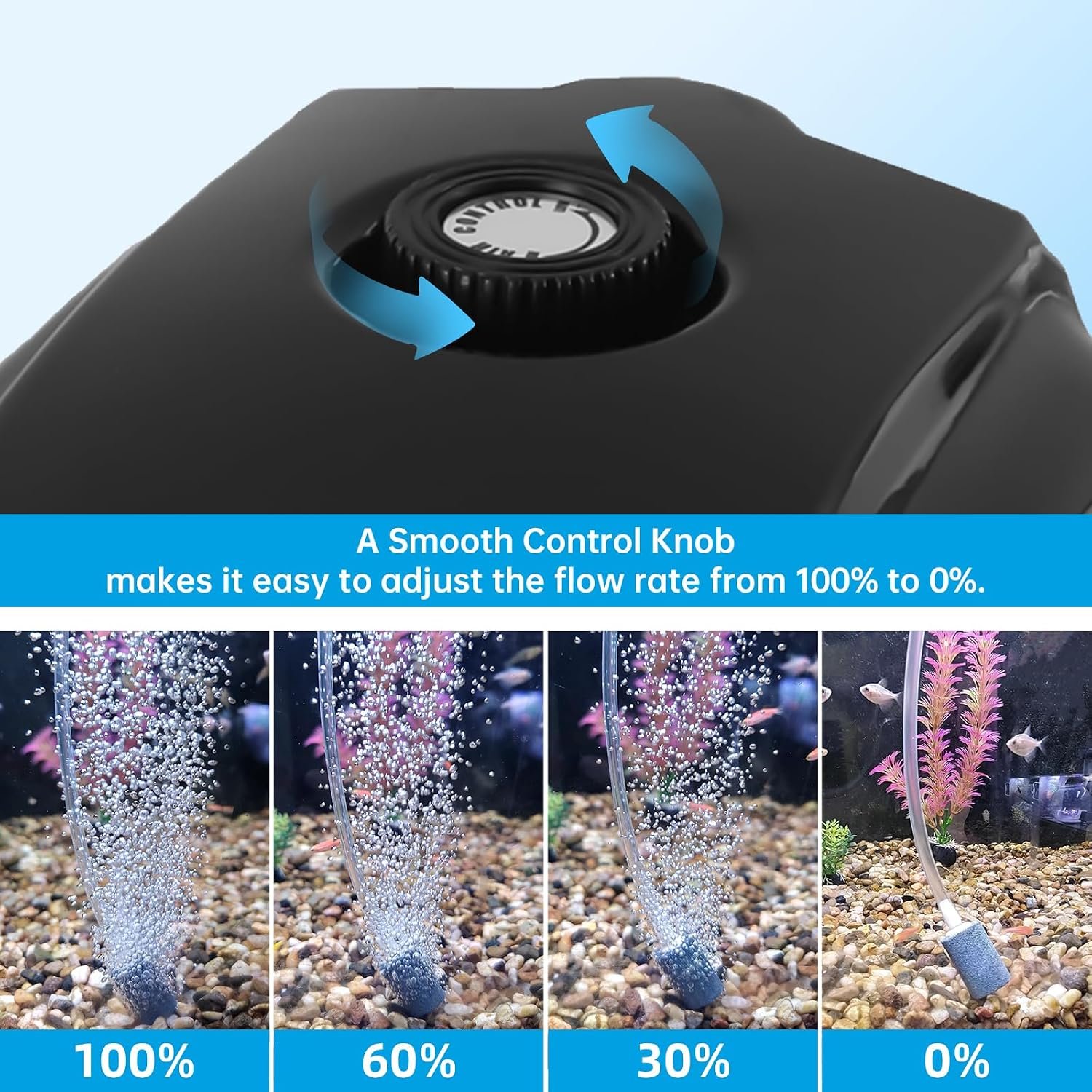 AQUANEAT Aquarium Air Pump 300GPH, for up to 200 Gallon Fish Tank, Powerful Hydroponic Aerator Pump with Tubing, Air Stones, Valves - Image 3