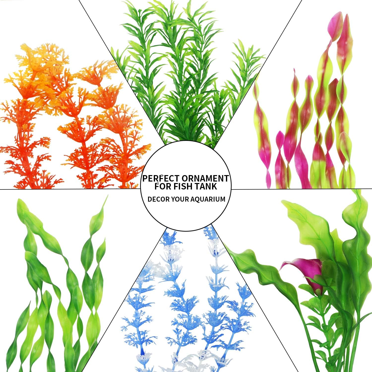 MyLifeUNIT Artificial Fish Tank Plants, 10 Pack Plastic Aquarium Plants Decorations - Image 2