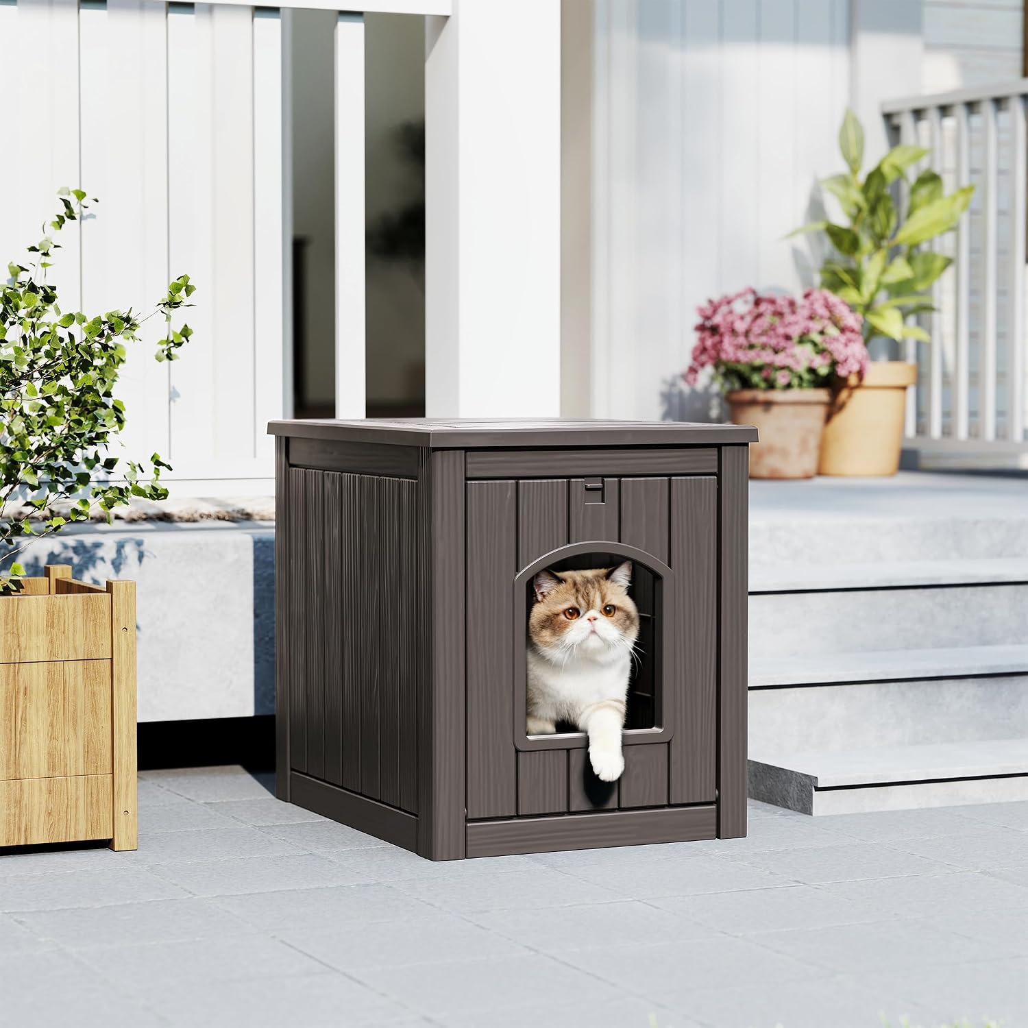 Litter Box Enclosure, Waterproof & Weatherproof Plastic Cat House for Indoor Outdoor Use, Multi-Functional Hidden Litter Box Furniture for Living Room, Backyard, Patio, Garage - Image 6