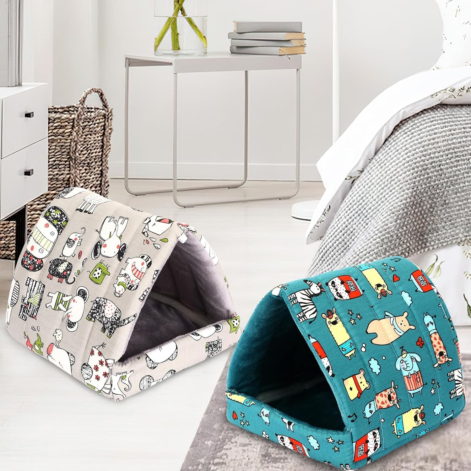 UPINS 2 Pack Guinea Pig Hideout,Guinea Pig Bed Washable Small Animal House Cage Accessories for Mouse Chinchillas Hamsters Hedgehogs Ferrets Bearded Dragons and Rats - Image 7