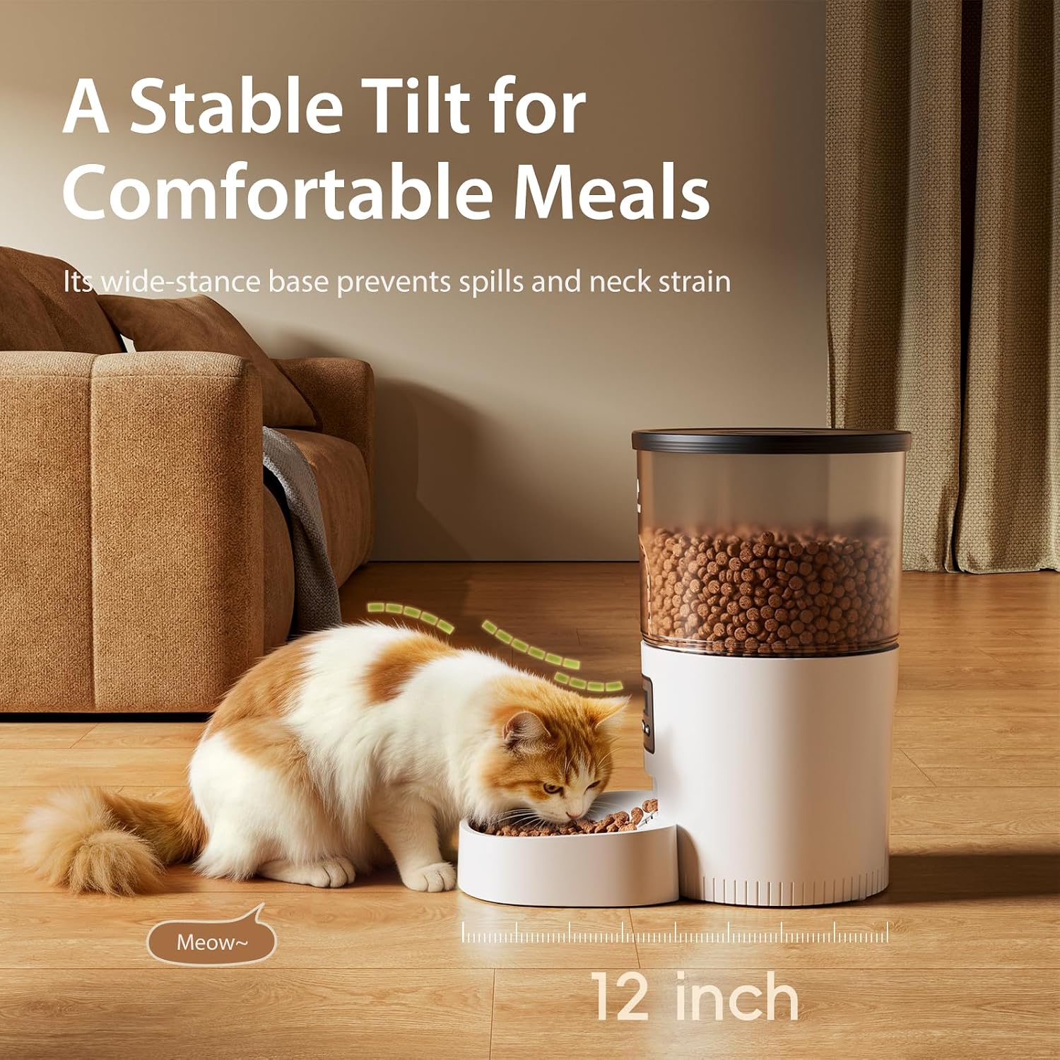 IMIPAW Automatic Cat Feeders, Timed Cat Dry Food Dispenser with Desiccant Bag, Dual Power Supply, Programmable Portion Size, 6 Meals, 20 Portions Per Day, Auto Pet Feeder for Cats and Small Dog, White - Image 3