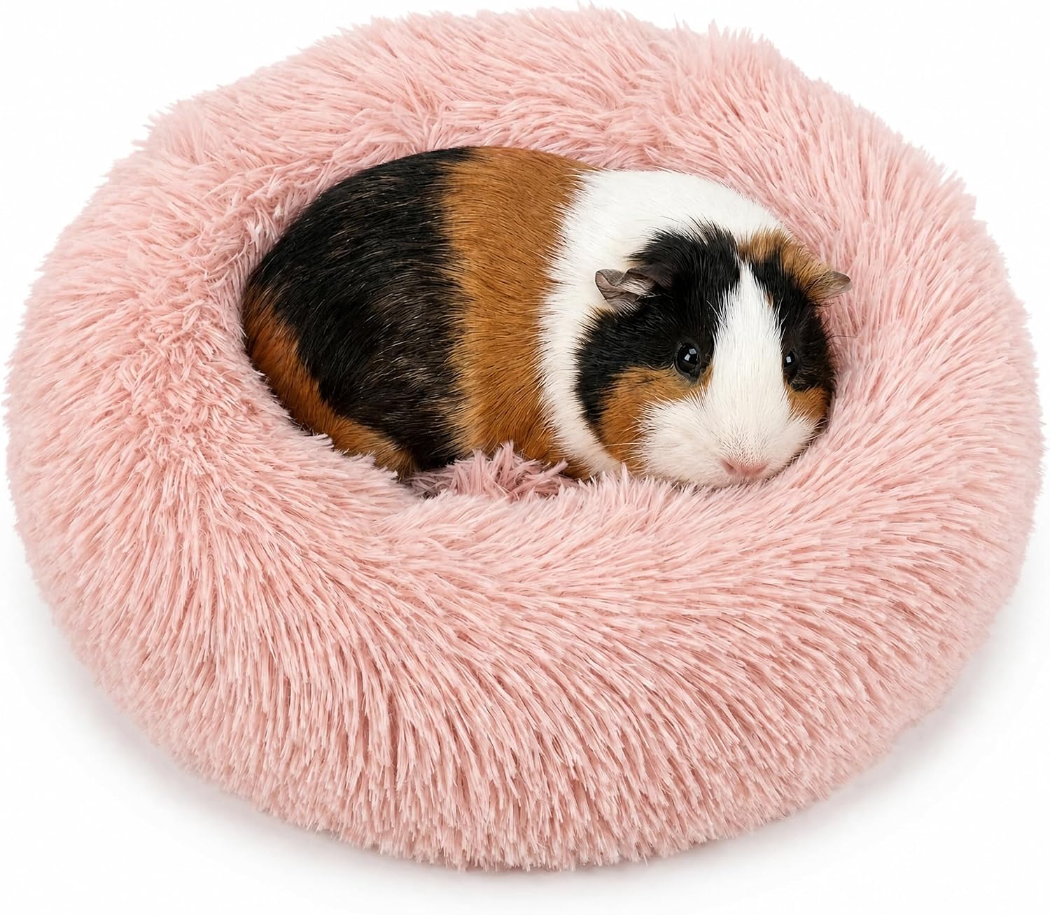 Guinea Pig Bed for Small Animal for Dwarf Rabbits/Hamster/Hedgehog/Ferrets | 11.8 Inch Small Animal Beds Washable,Hideout Soft & Comfortable Donut Bed,Pink