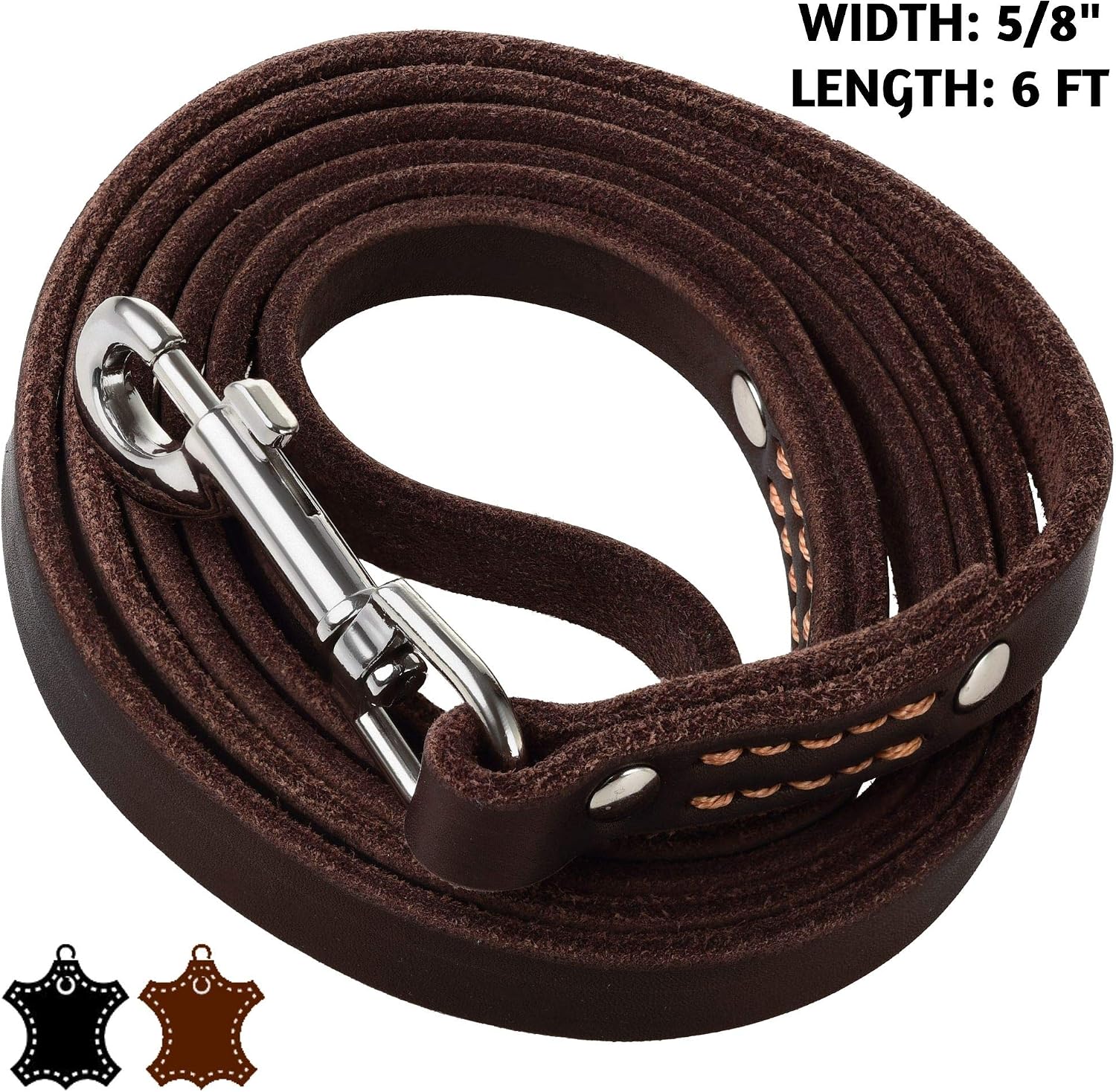 ADITYNA Leather Dog Leash for Small & Medium Dogs, 6ft x 5/8" | Soft yet strong leather leash for walking, training, hiking — great for Shih Tzu, Poodle, French Bulldog, Corgi. - Image 4