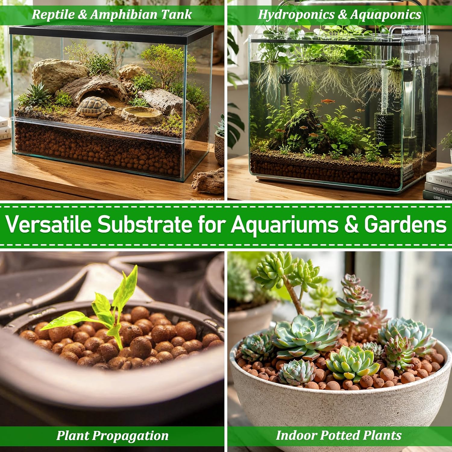 Riare 2LBS Expanded Clay Balls Terrarium Substrate for Reptiles - 100% Organic Lightweight Clay Pebbles Substrate Frogs False Bottom Substrate, Bioactive Terrarium Substrate for Drainage and Moisture - Image 7