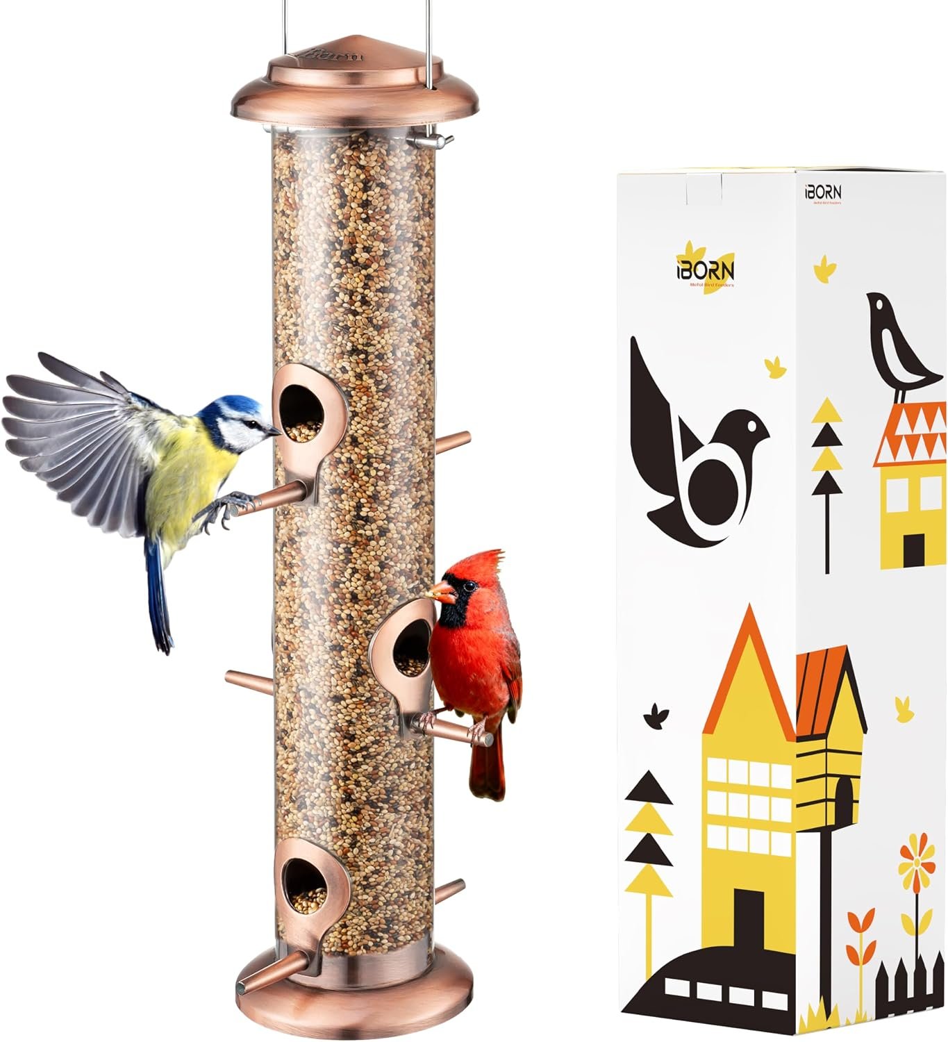 iBorn Metal Bird Feeders Brushed Co...