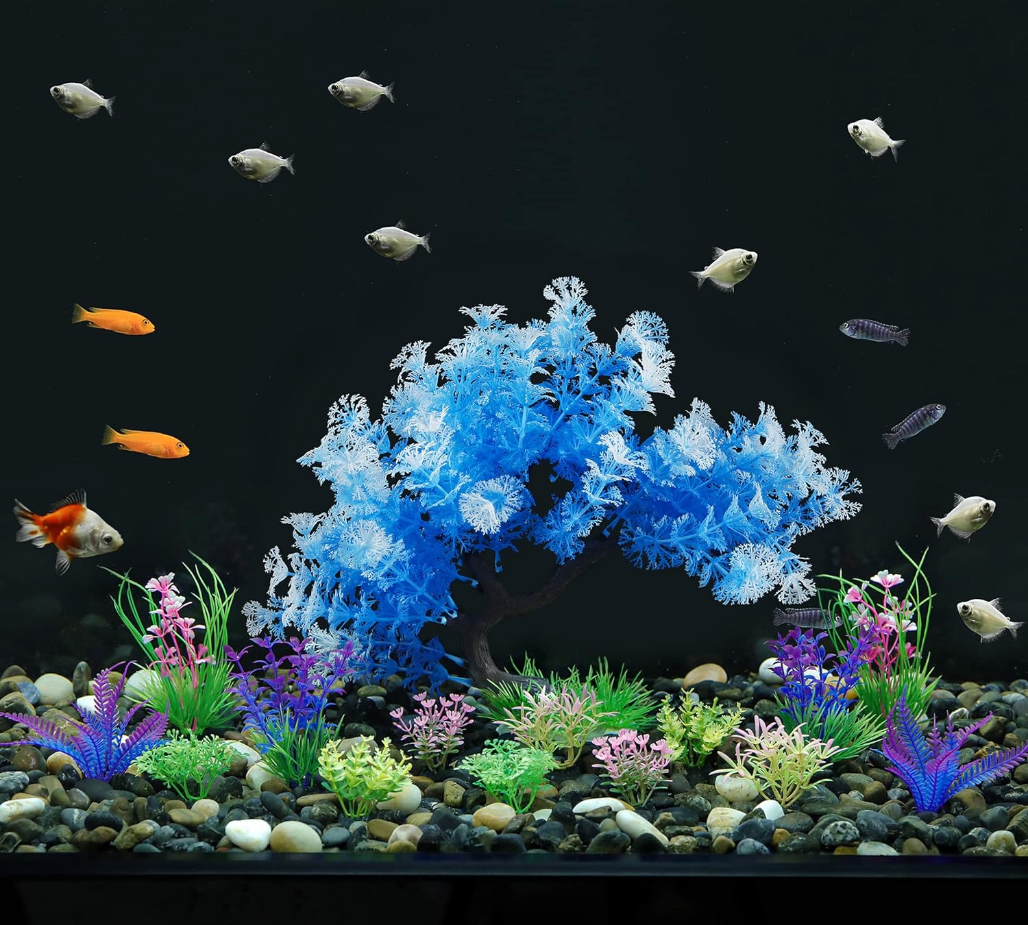 MyLifeUNIT Fish Tank Decorations, 15 Pack Artificial Aquarium Plants Tree Set for Fish Tank Decor (Bule Set) - Image 6