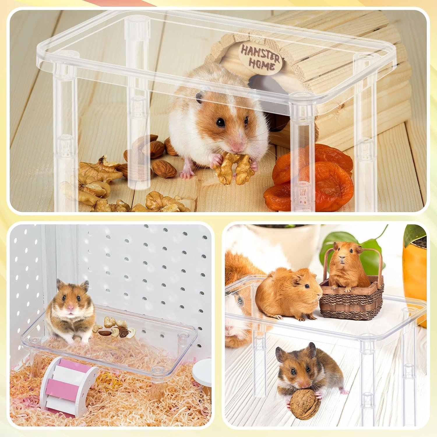 Ripeng 2 Sets Hamster Platform Cage Accessories Small Pets Plastic Transparent Play Stand for Gerbils Dwarf Syrian Hamsters Mice Chinchilla Parrot Bird Small Animals - Image 6