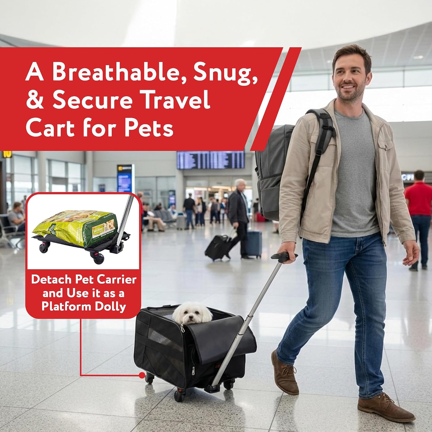 dbest products Rolling Pet Carrier with Wheels Airline Approved - TSA Dog Cat Carrier for Airplane Travel - Wheeled Pet Carrier 18x12x20 for Pets up to 24lbs - Collapsible Travel Bag - Image 8