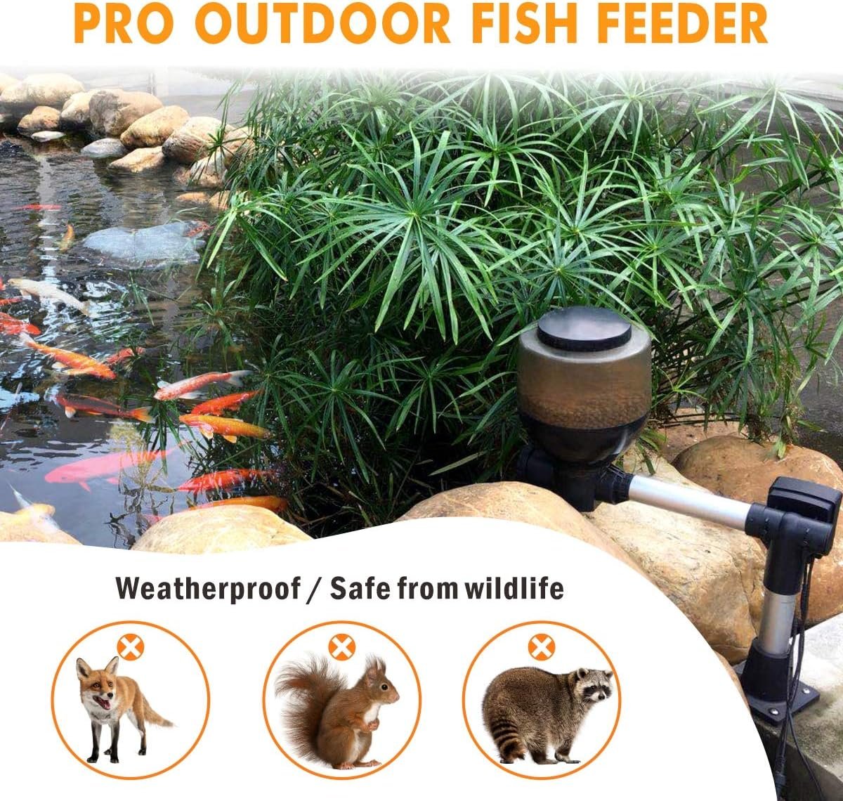 hygger Large Programmable Auto Pond Feeder with LCD Display Controller Automatic Fish Food Feeding Dispenser Outdoor Koi Fish Feeder 5.5 L Capacity - Image 4