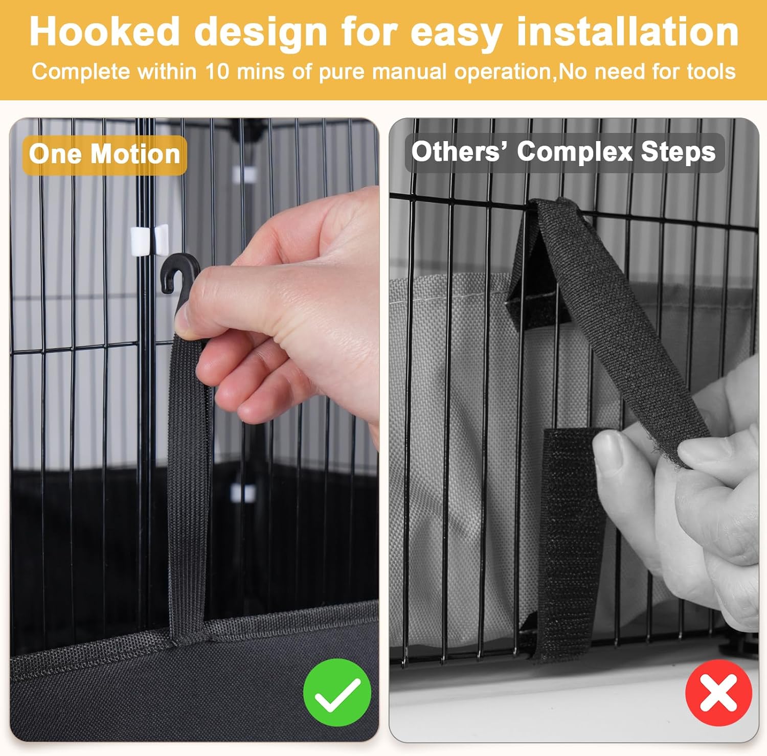 Tresbro Guinea Pig Cage with Top Cover & 12 Panels, Triple Fixing Measures Small Animal Playpen with Waterproof PVC Liner & One-Motion Hooks, 48 x 24 x 16 C&C Grids Cage for Bunny, Hedgehog, Hamster - Image 3