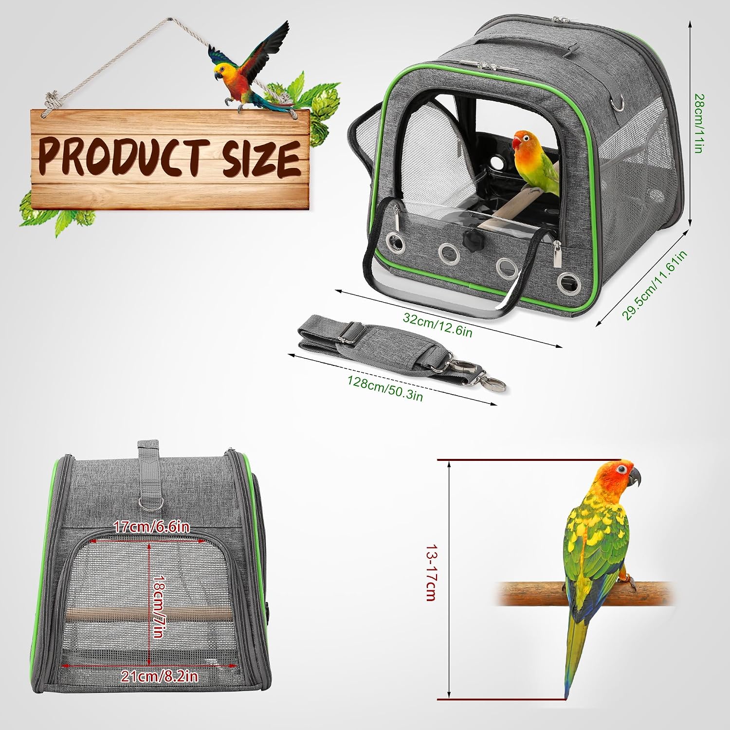 Upgraded Small Bird Carrier, Lightweight and Portable Travel Bird Cage with Stand and Easy Clean Tray, Parrot Parakeet Cockatiels Bird Travel Cage - Image 6
