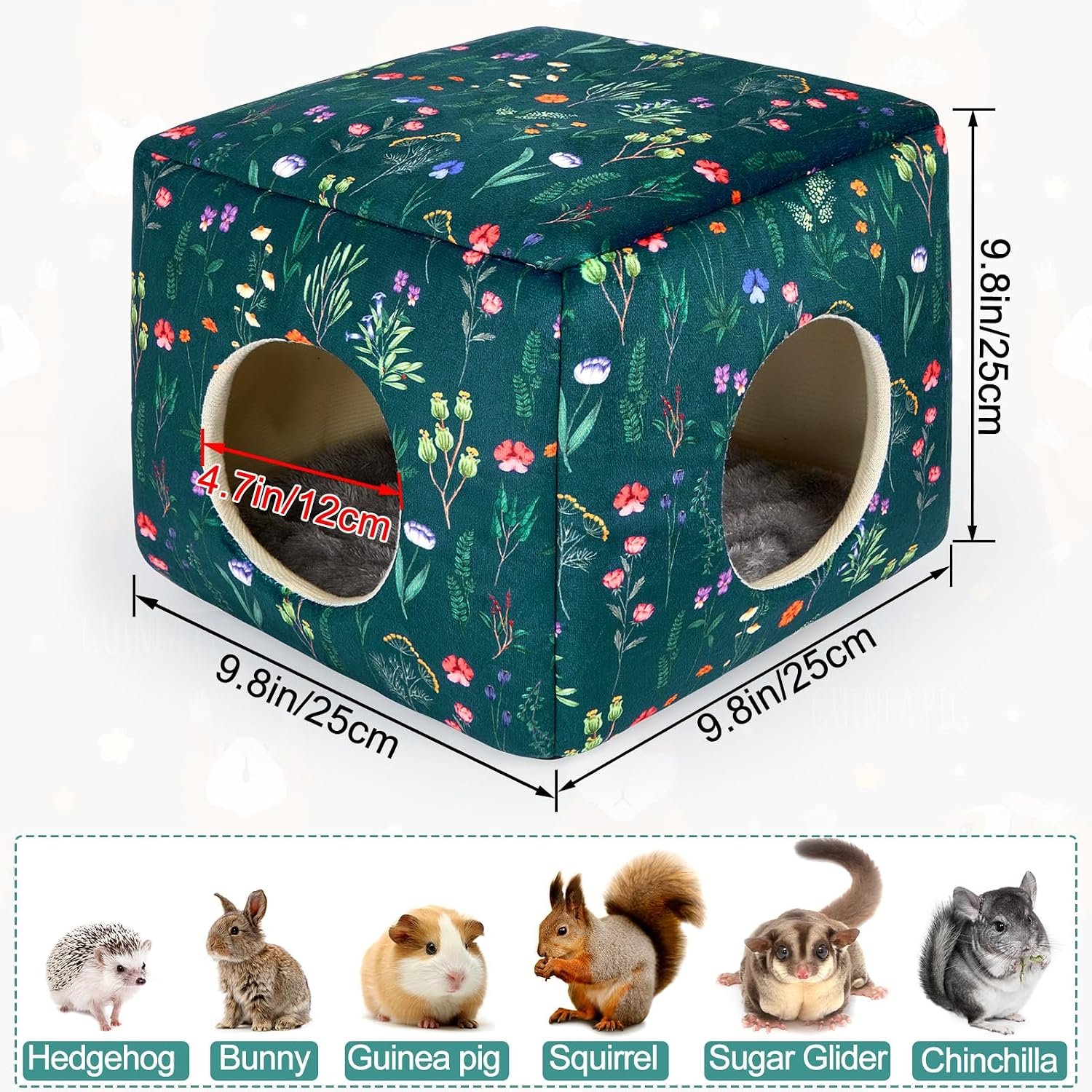 Bienbee Guinea Pig Hideout, Washable Plush House for Small Animals | Guinea Pig House with 2 Wide Entrances, Removable Mat and Non-skid Bottom,Warm and Cozy for Small Pet's Resting and Hiding - Image 6