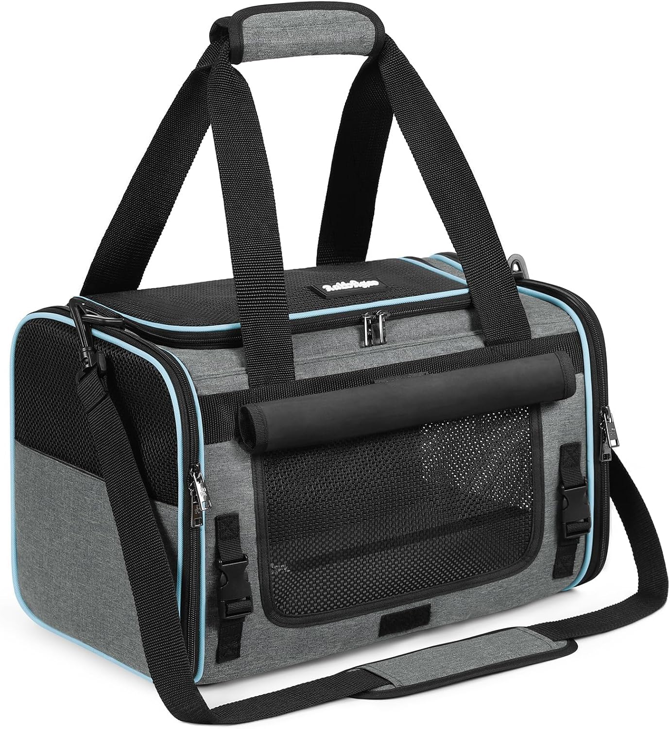 rabbitgoo Cat Carrier Soft with Rollable Flap, Travel Safe for Car Airline | Comfortable for Anxious Kittens, Collapsible Portable Carrying Bag, Small Medium Cats, Escape Proof, Grey, 19"Lx12"Wx12"H