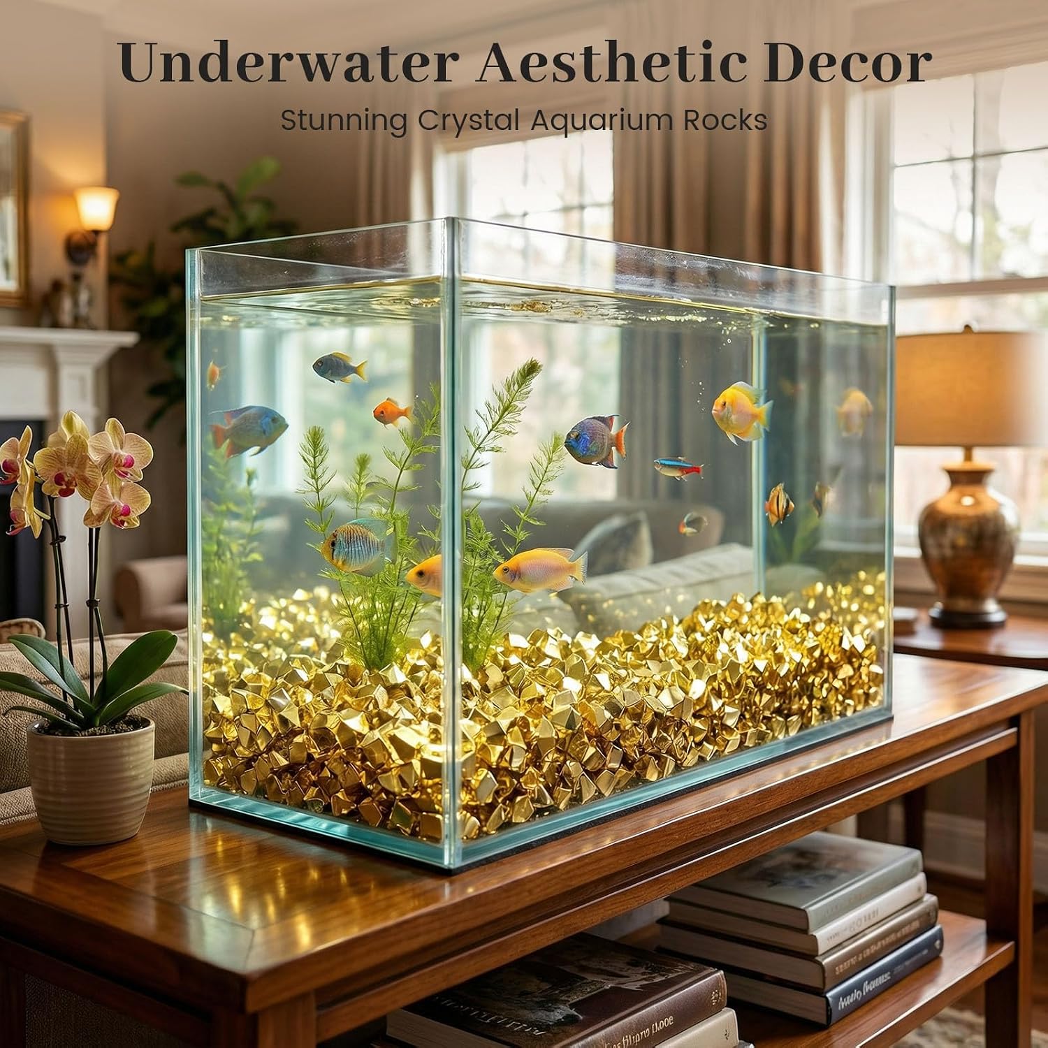 DomeStar 150PCS Gold Acrylic Ice Rocks – Faux Gems Nuggets Vase Fillers Pot of Gold, Glitter Party Decorations, DIY Crafts & Table Scatter - Image 7