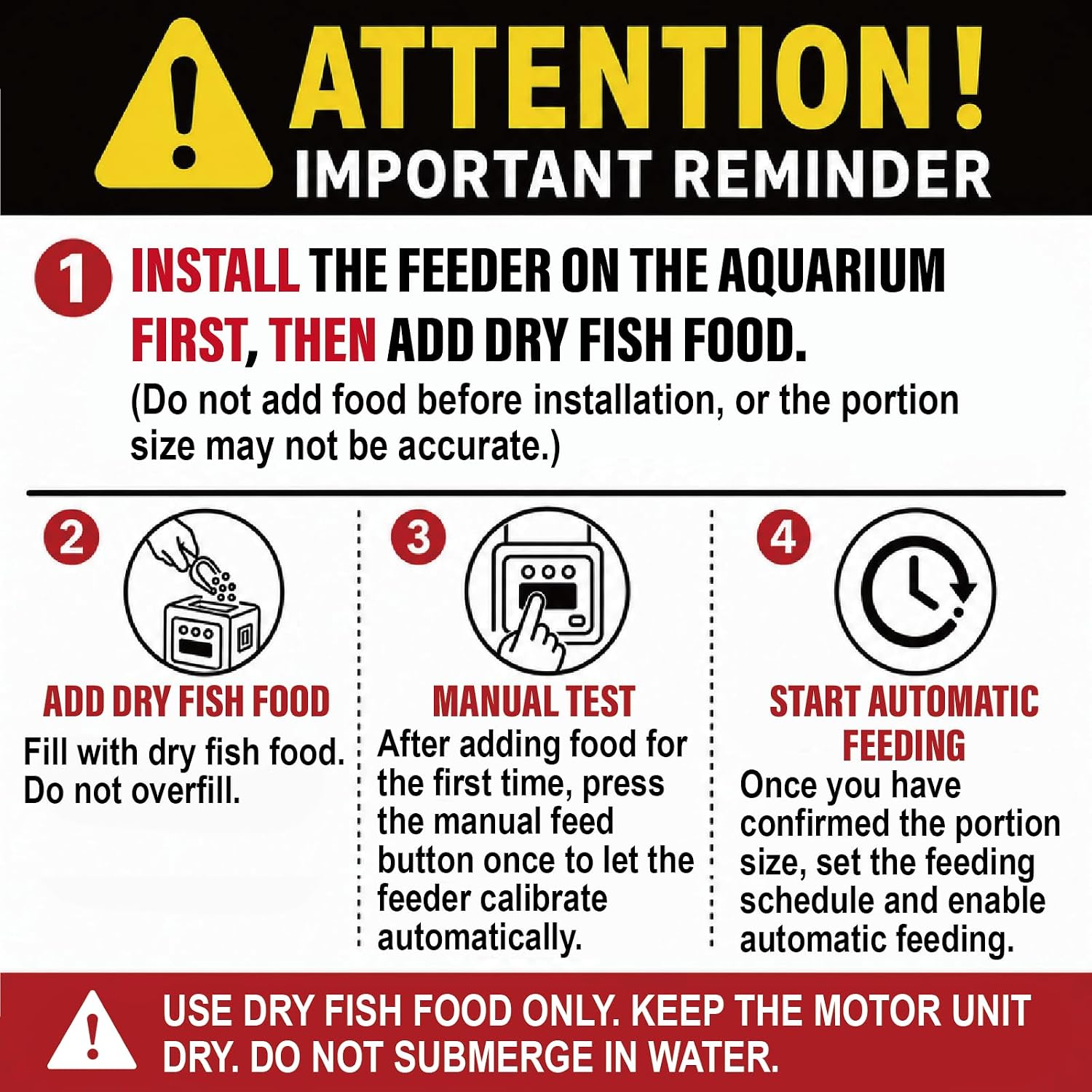Automatic Fish Feeder for Aquarium - 0.1-2g Precise Portion Control | 230/510ML 5 Timers Rechargeable Auto Fish Food Dispenser for Vacation, Moisture-Proof, Self-Cleaning & Low-Feed Alert - Image 2