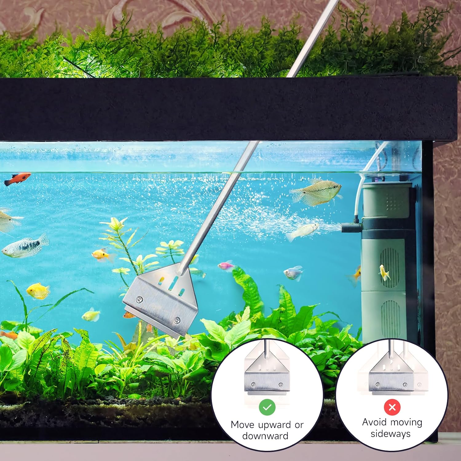 Kirecoo 25.6" Stainless Steel Aquarium Algae Scraper with 10 Blades | Adjustable Handle, For Glass Fish Tanks, Effortless Algae Removal, Aquarium Cleaning Tool, Extra Replacement Blades Included - Image 6
