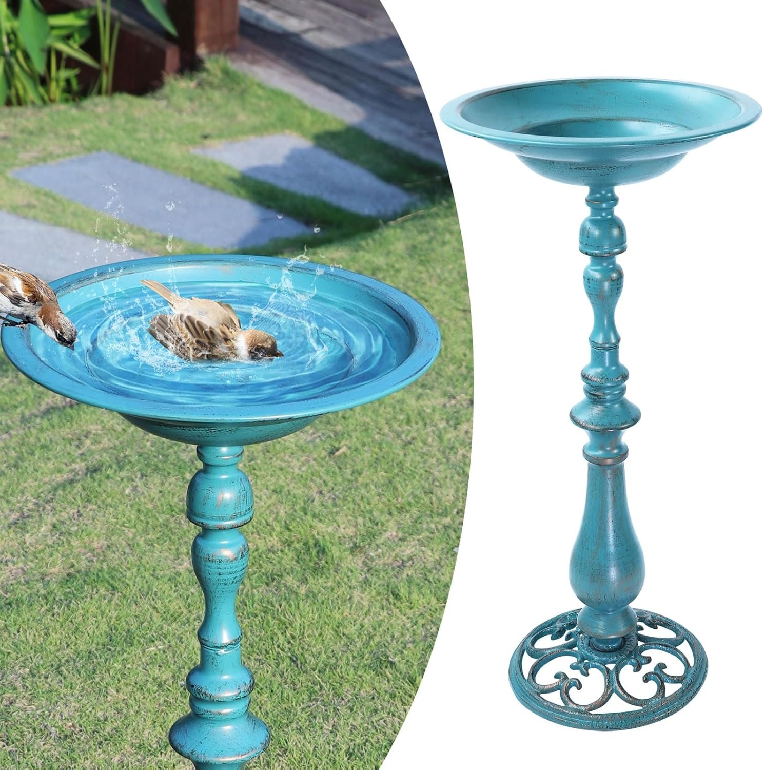 26.6″H Cast Iron Pedestal Bir...