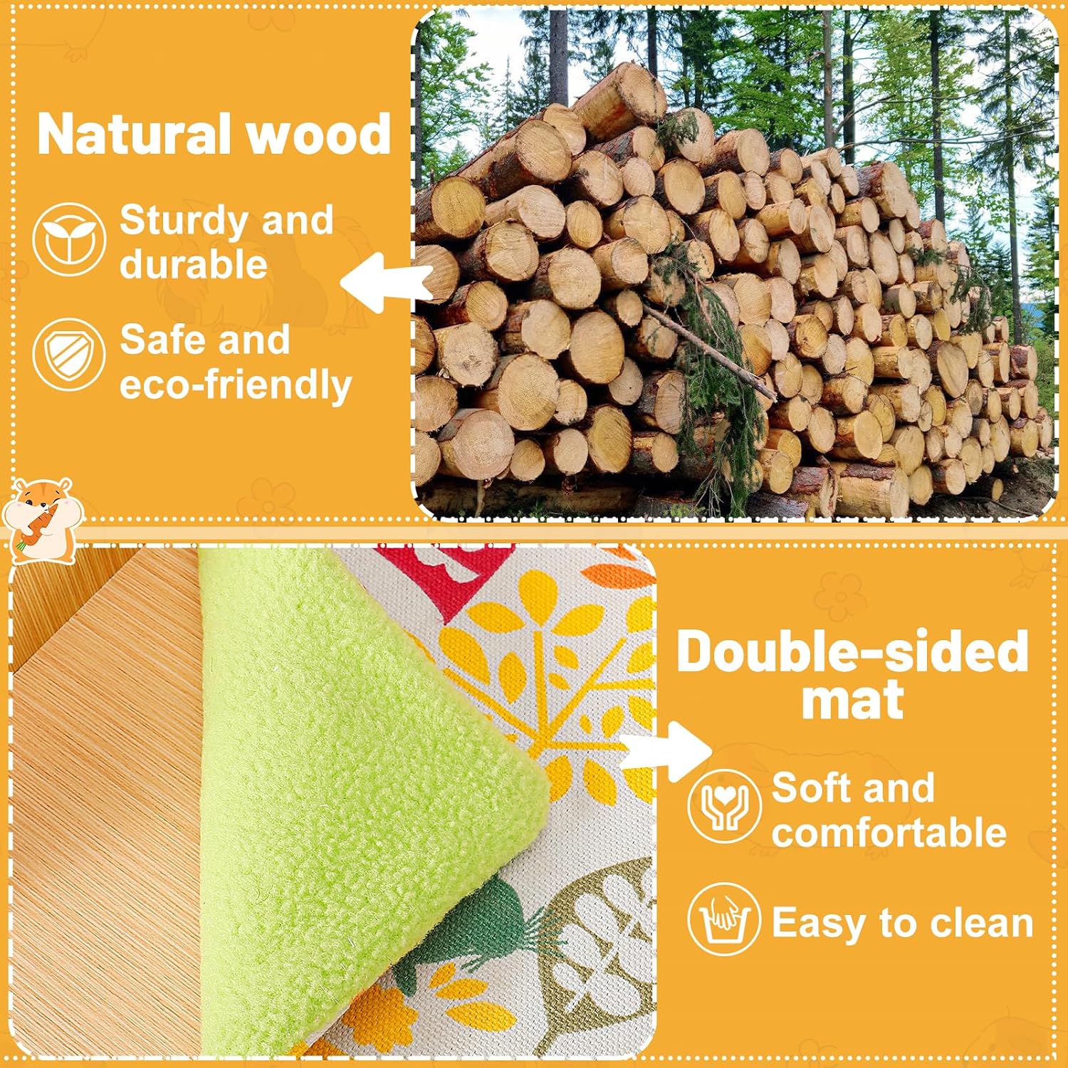 Upgraded Guinea Pig Castle, Sturdy Wooden Guinea Pig Hideout, Small Animal House Bed Hut Habitats with Stairs, Easy to Assemble for Hamsters Bunny Chinchillas Playing Hiding - Image 3