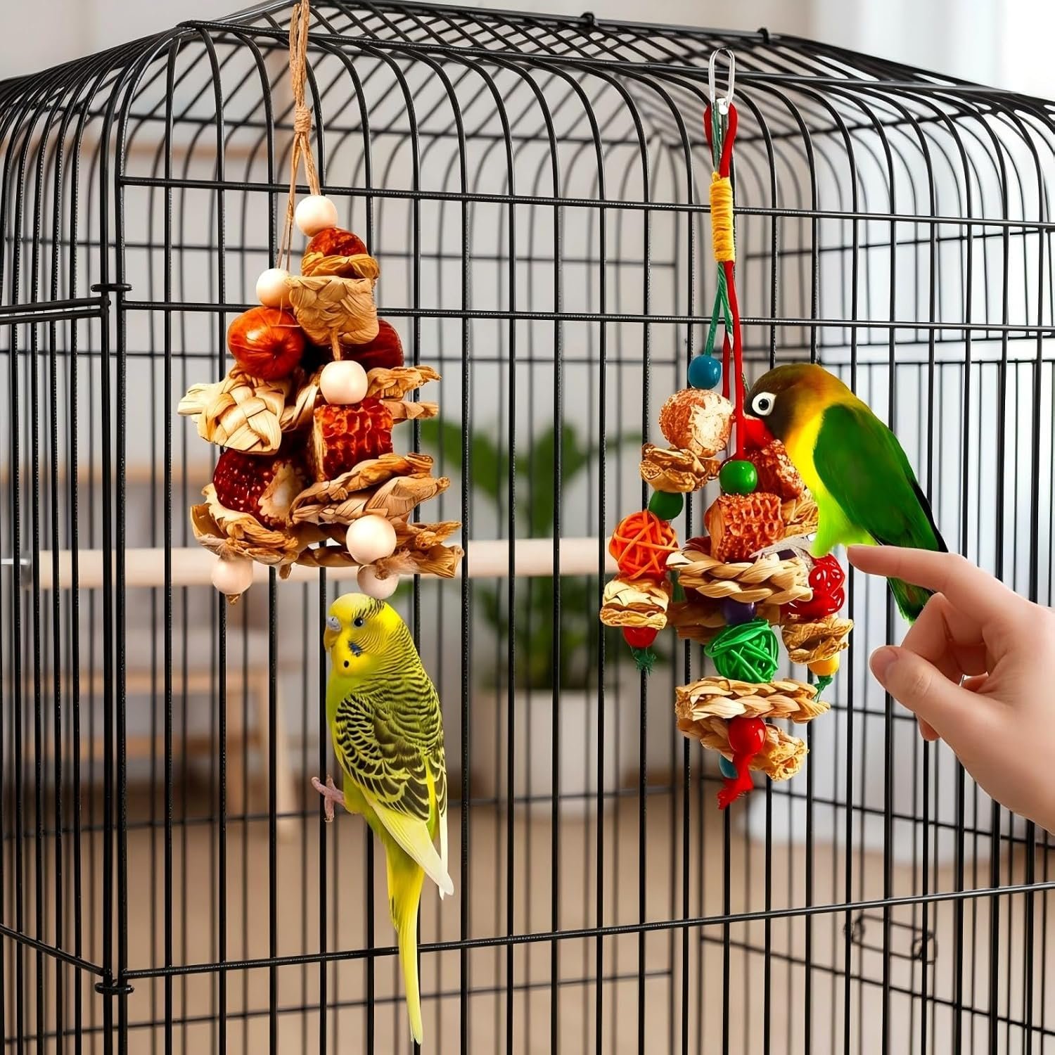 2pcs Bird Toys for Parakeets,Foraging Toys for Birds Parrot Chewing Hanging Toy,Bird Cage Toy for Conure Cockatiel Budgies Lovebird - Image 4