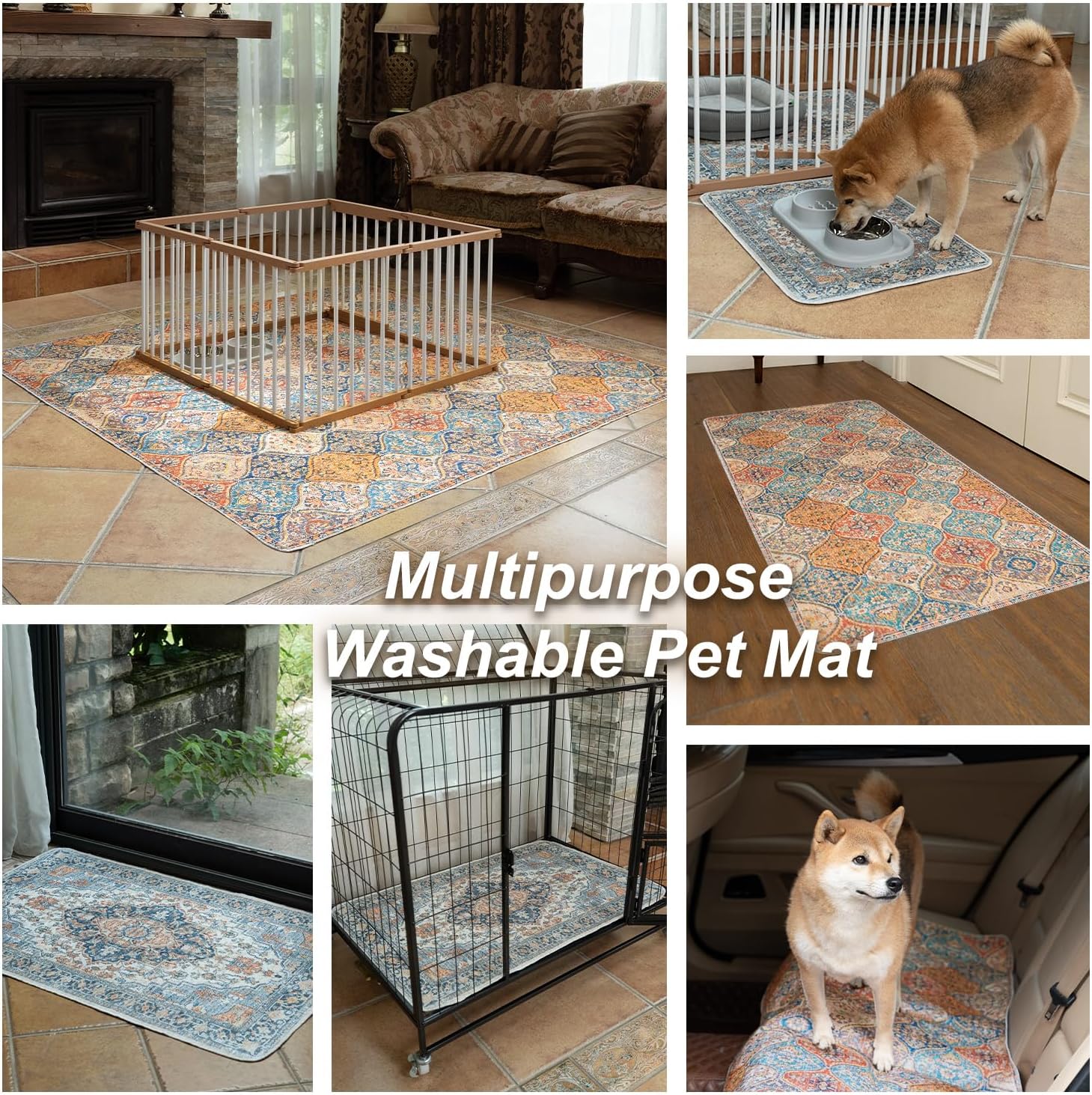 nunubaby Washable Pee Pads for Dogs, Stylish, Non-Slip and Leak-Proof Pee Mat. Ultra-Absorbent Reusable Potty pad for Crates and Floors.(Cream/Multi, 18" x24" ) - Image 6