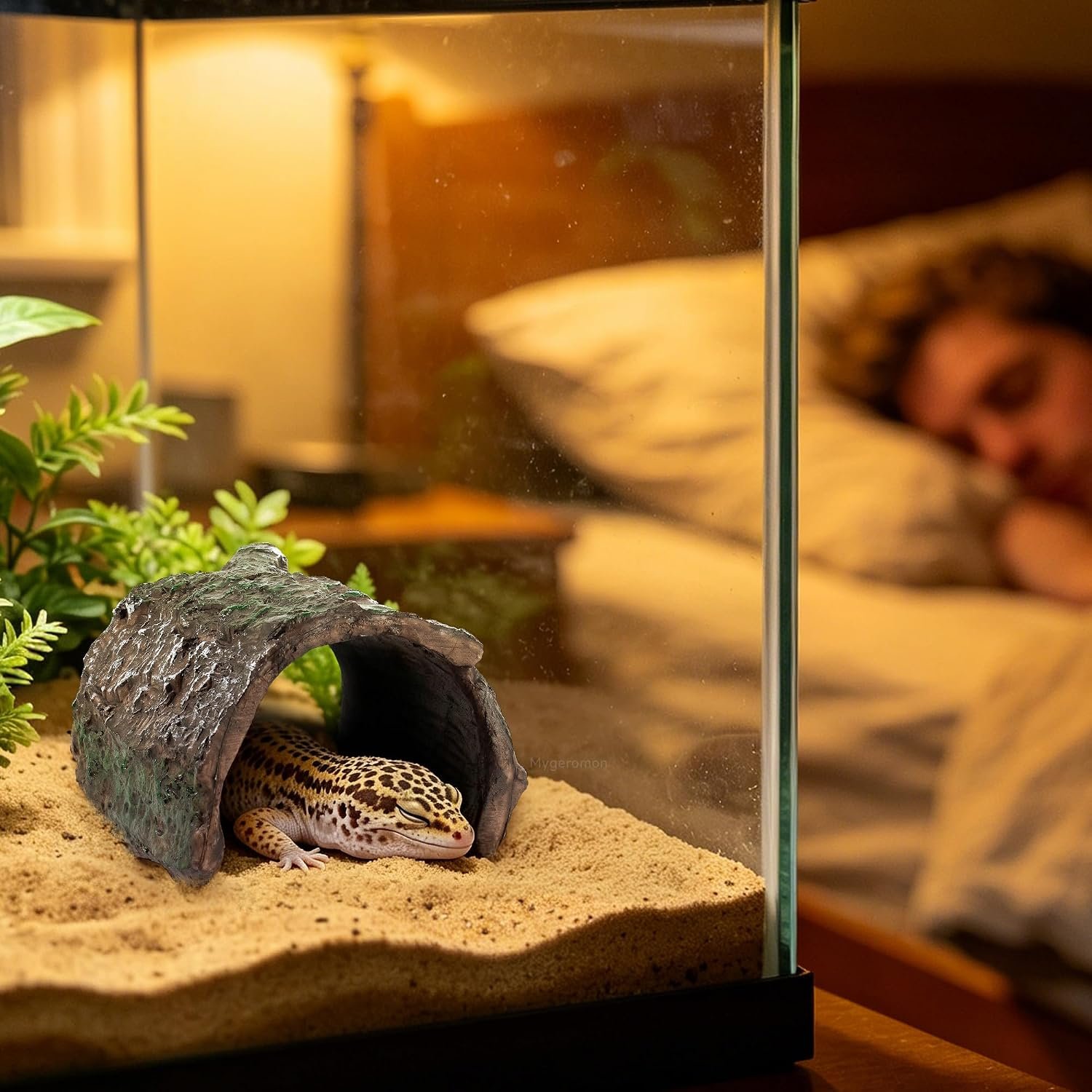 Mygeromon Reptile Hides Leopard Gecko Hideout Resin Caves Tank Accessories | 2 Pcs - Image 2