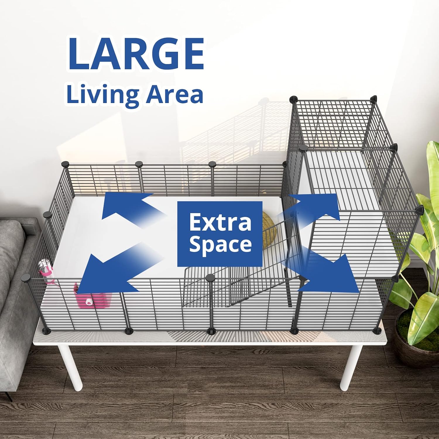 Oneluck Guinea Pig Cage,Indoor Habitat Cage with Waterproof Plastic Bottom,Playpen for Small Pet Bunny, Turtle, Hamste, Loft and Partition - Image 2