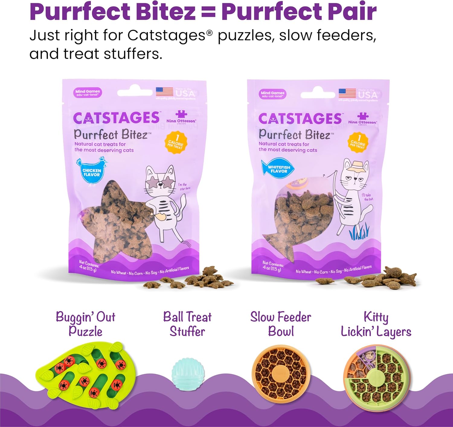 Catstages Nina Ottosson Buggin’ Out Puzzle & Play Cat Puzzle Feeder – Interactive Treat Game for Indoor Cats, Level 2 Slow Feeder Enrichment Toy, 13.9" x 11.5" - Image 6