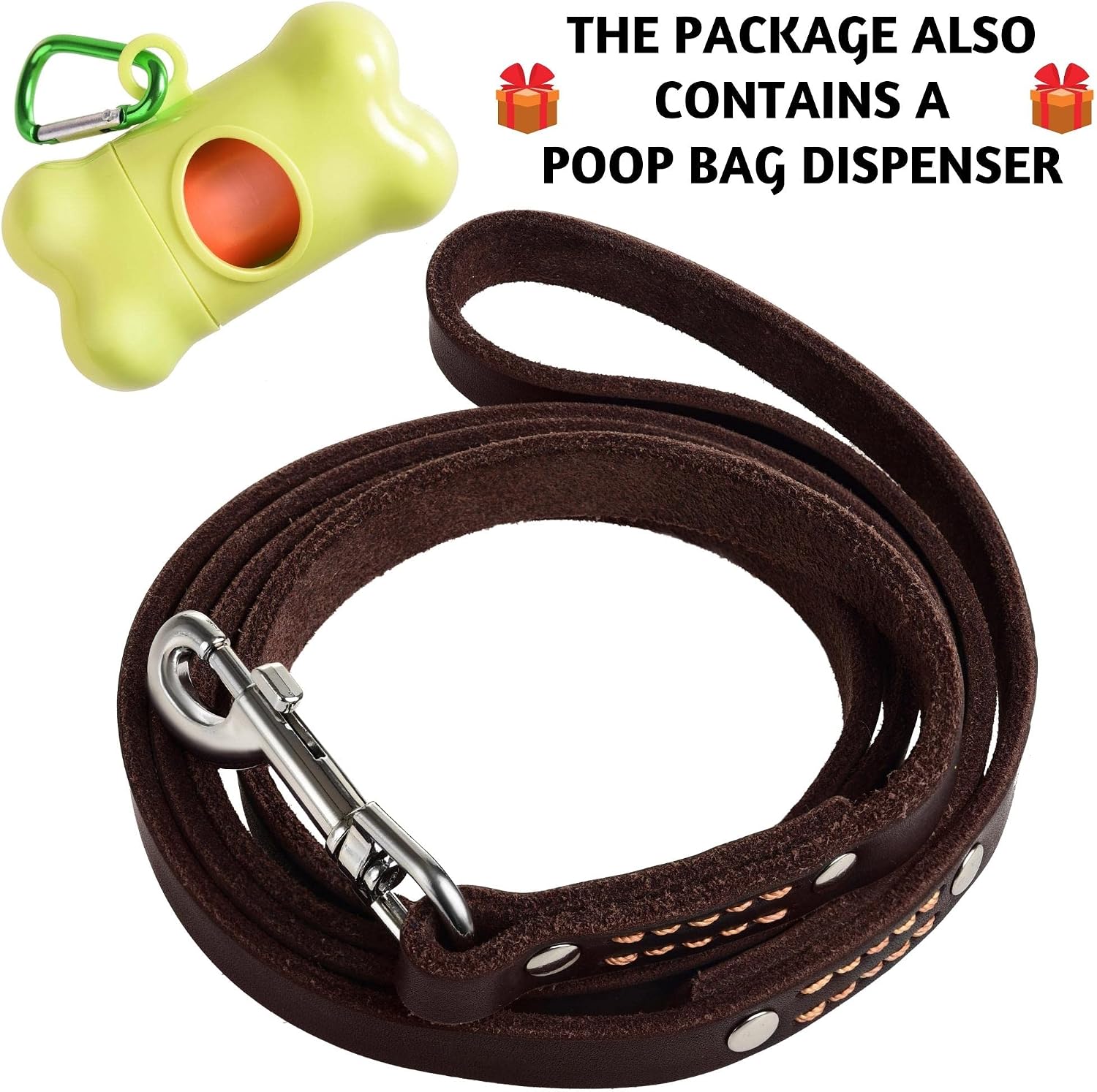 ADITYNA Leather Dog Leash for Small & Medium Dogs, 6ft x 5/8" | Soft yet strong leather leash for walking, training, hiking — great for Shih Tzu, Poodle, French Bulldog, Corgi. - Image 2