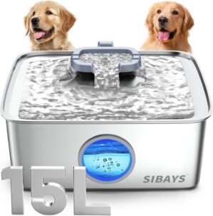 SIBAYS 4Gal/15L Dog Water Fountain,...
