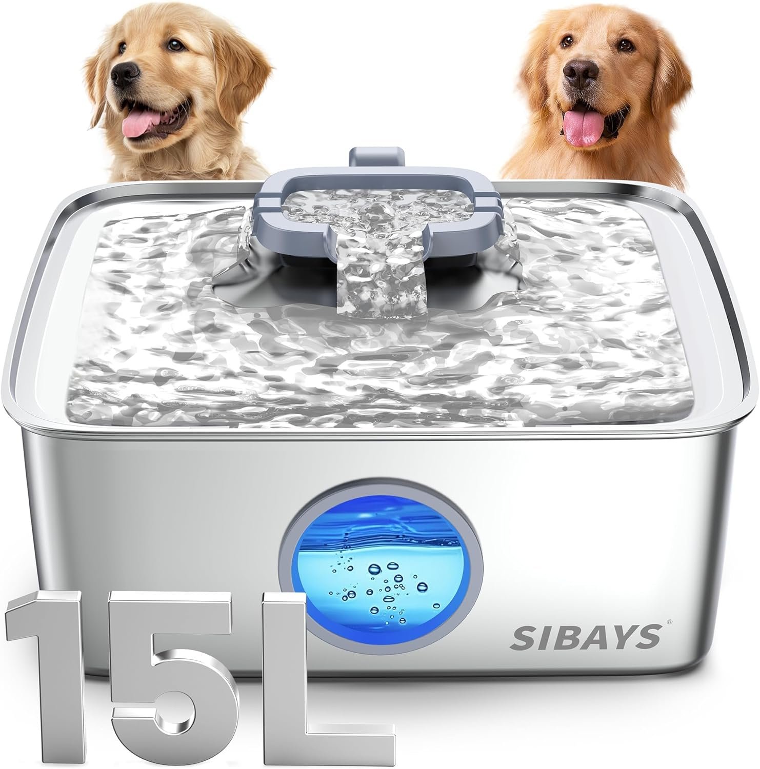 SIBAYS 4Gal/15L Dog Water Fountain,...