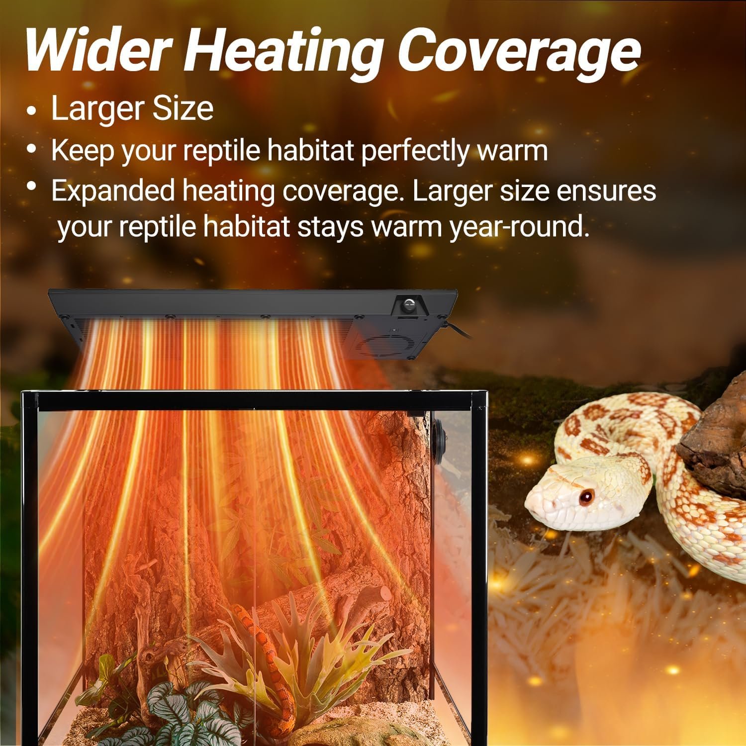 Reptile Heat Panel Adjustable Temperature 60W Reptile Heater for Terrariums, Energy Efficient & Non-Light Reptiles Heating Plate for Snakes,Crested Gecko,Leopard,Turtles - Image 2