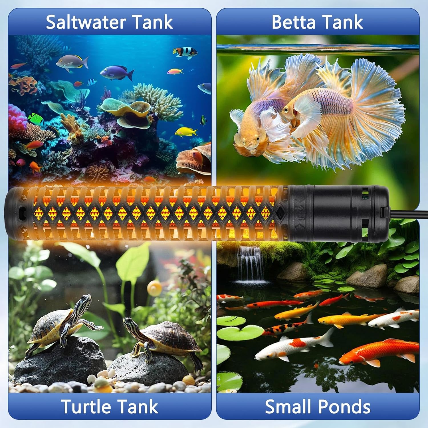 AQQA 1000W Aquarium Heater, Fish Tank Heater with Digital Thermostat, Over-Temperature and Dry-Run Protection, for Over 150 Gallon Freshwater, Saltwater, Turtle Betta Fish Tank Aquarium - Image 7