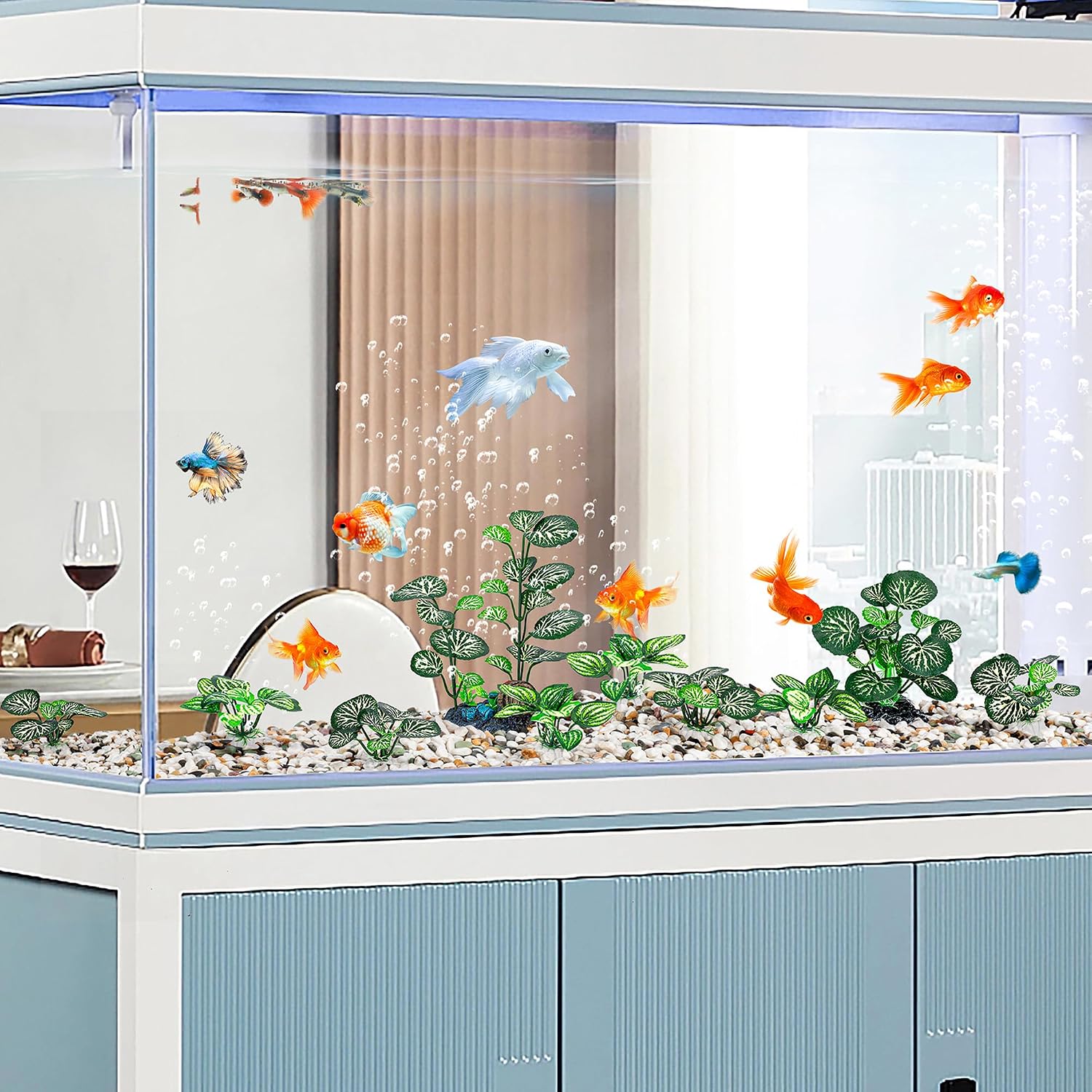 MyLifeUNIT Betta Fish Tank Decor Plants, 10 Pack Silk Aquarium Plants for Fish Tank Decorations, Betta Fish Leaf Pad for Sleeping Resting Hiding Playing - Image 6