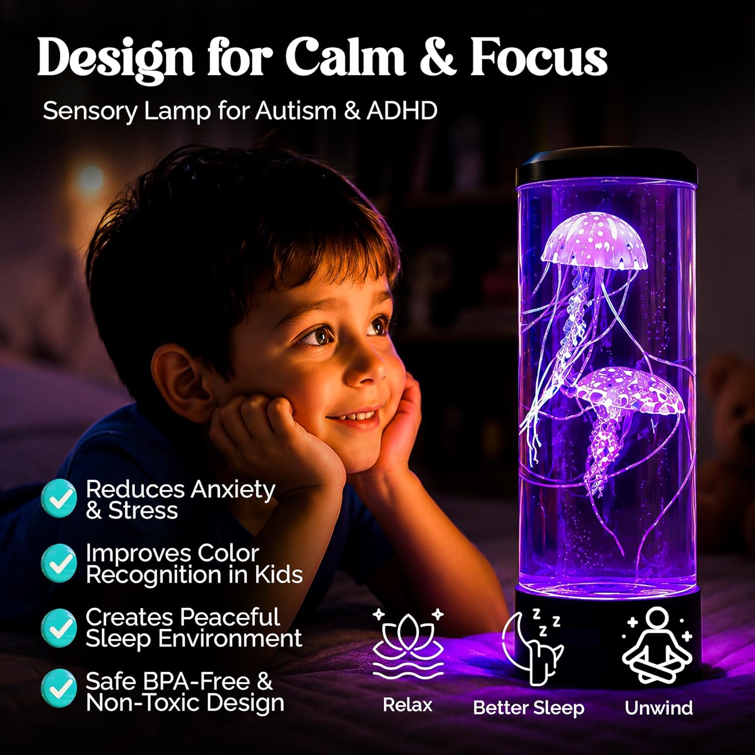 Brewish Jellyfish Lamp, 16 Color Options, 4 Mode Lifelike Jellyfish Aquarium, Auto Shutdown, Remote Control Electric Jellyfish LED Night Light, Fake Aquarium, Home Decor, Sensory Lamp for Autism, ADHD - Image 5