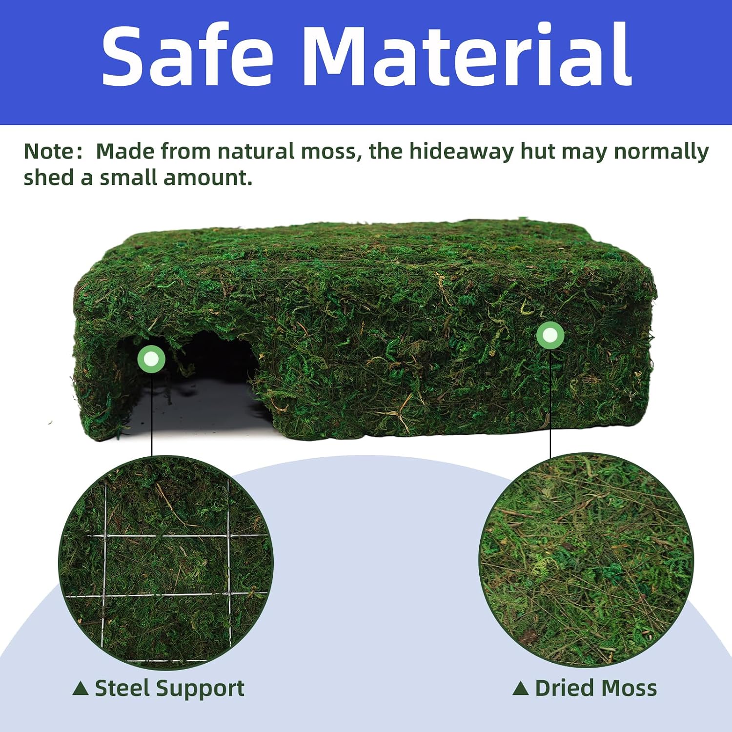 Handmade Reptile Moss Cave M, 9.4" Shelter for Gecko Hamster | Moss reptile cave hide, Smooth edges, no injury, Suitable for humid environments - Image 4