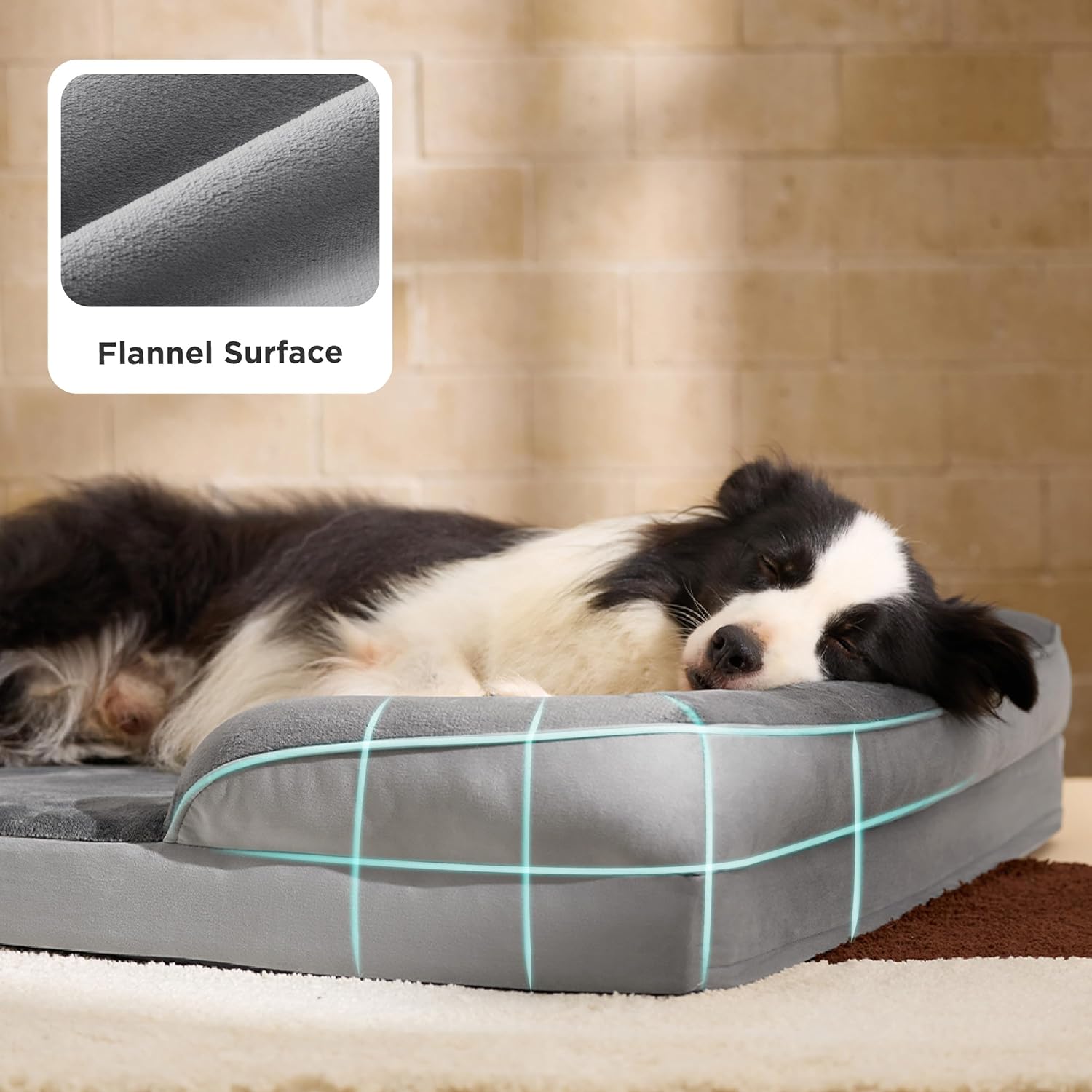 Bedsure Orthopedic Dog Beds Large Sized Dog - Washable Large Dog Cat Bed Waterproof, Comfort Dogs Couch Sofa with Washable Removable Cover, Pet Bed with Nonskid Bottom, Grey, 35" - Image 6